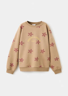 Sweatshirt with floral print detail — Brown 1