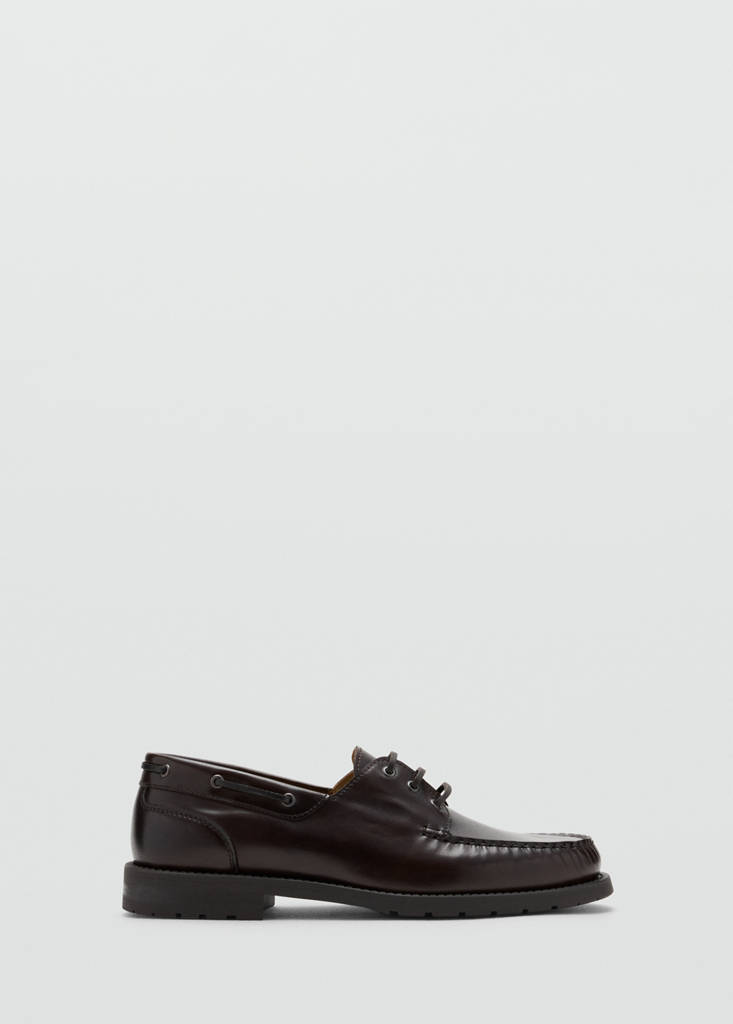 Leather deck shoe — Brown