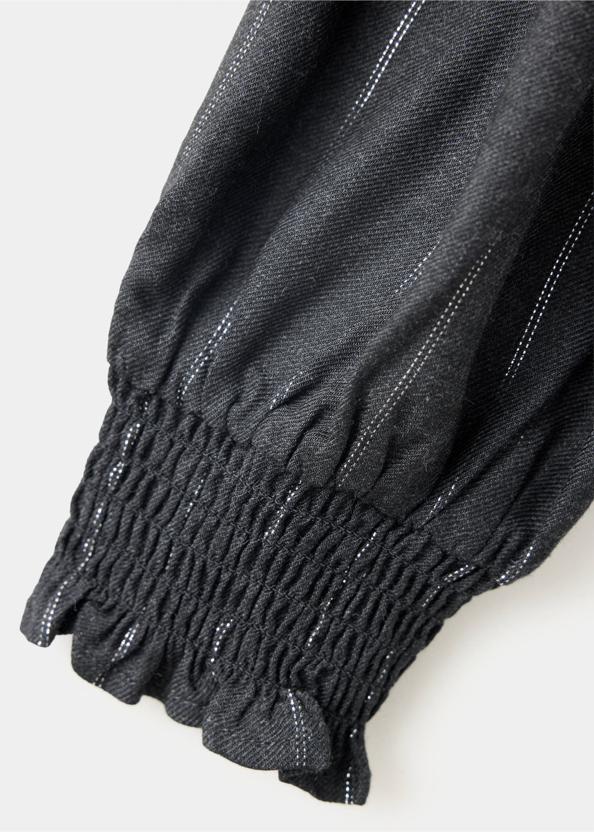 Metallic-thread smocked blouse - Details of the article 0, Charcoal. Ref: 37076369-00.