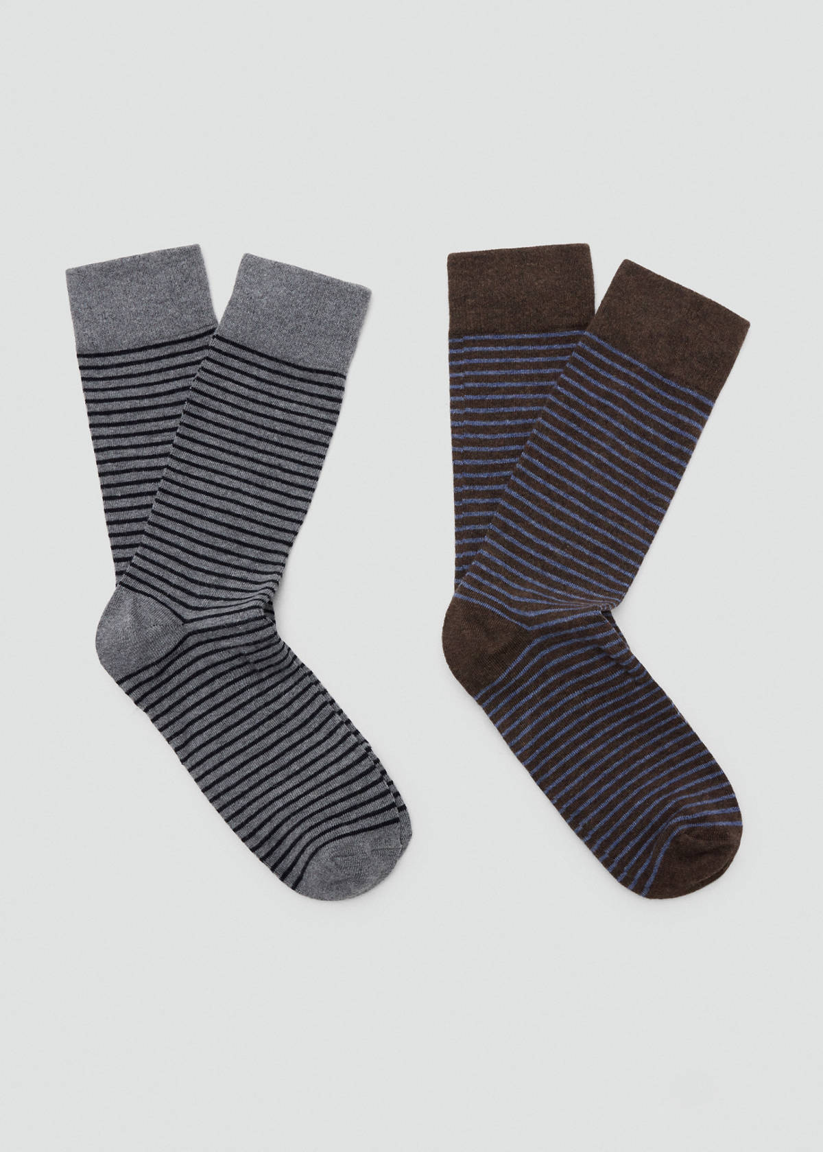 Pack of 2 striped cotton socks — Grey