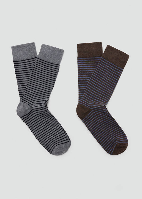 Pack of 2 striped cotton socks — Grey