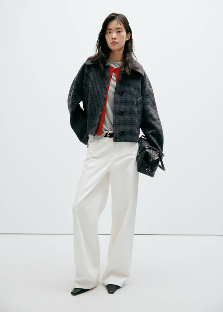 Houndstooth wool jacket — Navy