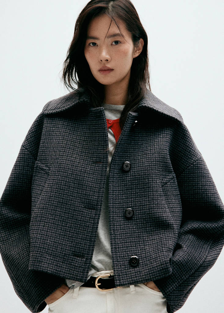 Houndstooth wool jacket — Navy
