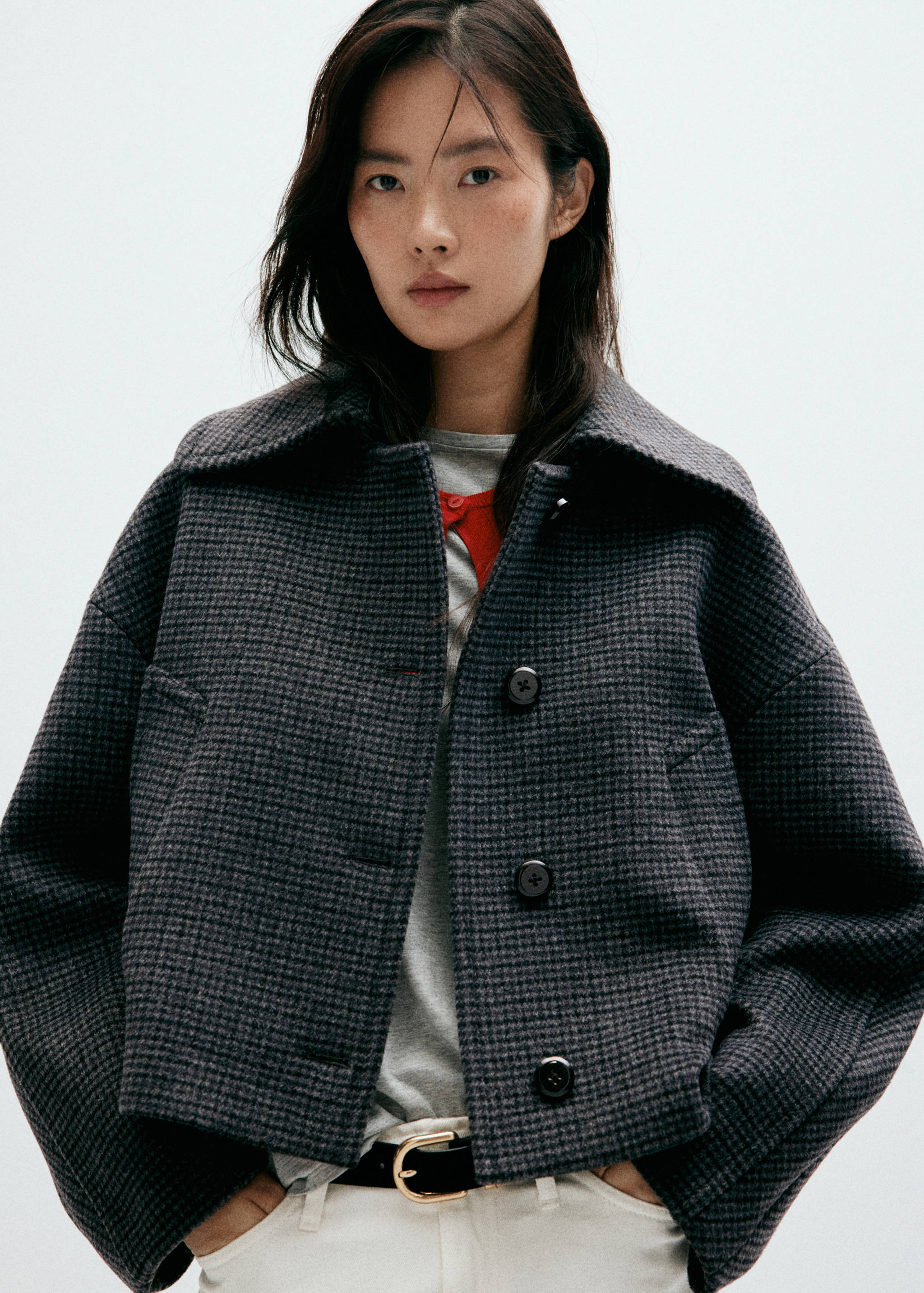 Veste laine pied-de-poule - Plan moyen