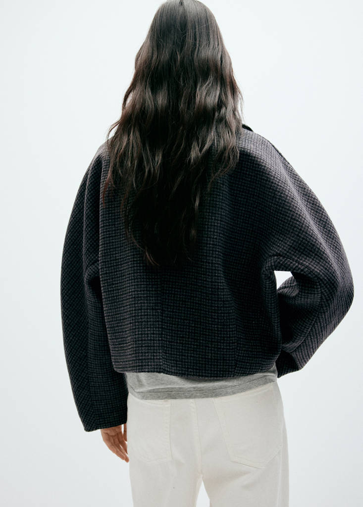 Houndstooth wool jacket — Navy