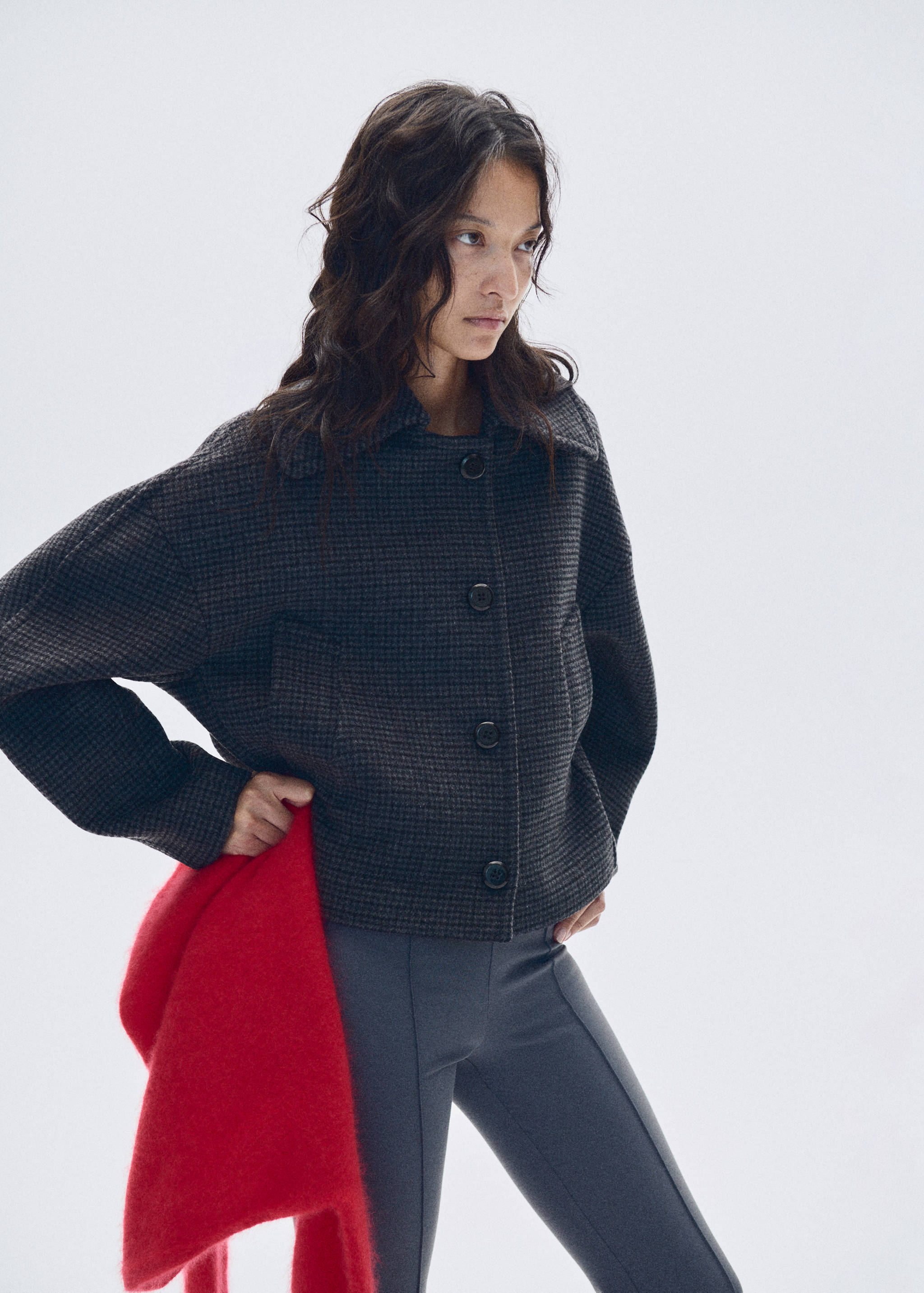 Houndstooth wool jacket - Medium plane
