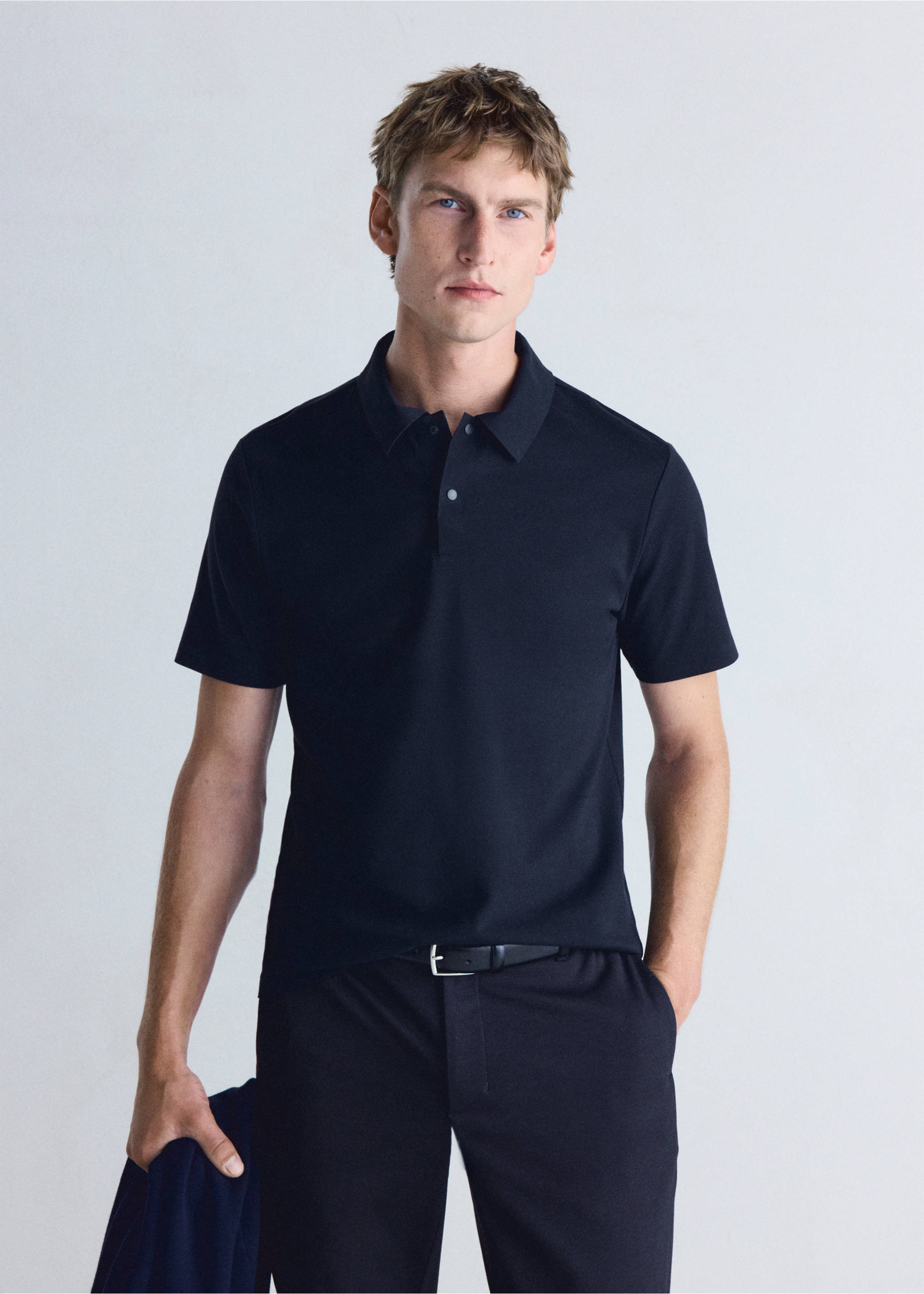 Slim-fit Thermolite® polo shirt - Medium plane, Navy. Ref: 37076727-00.