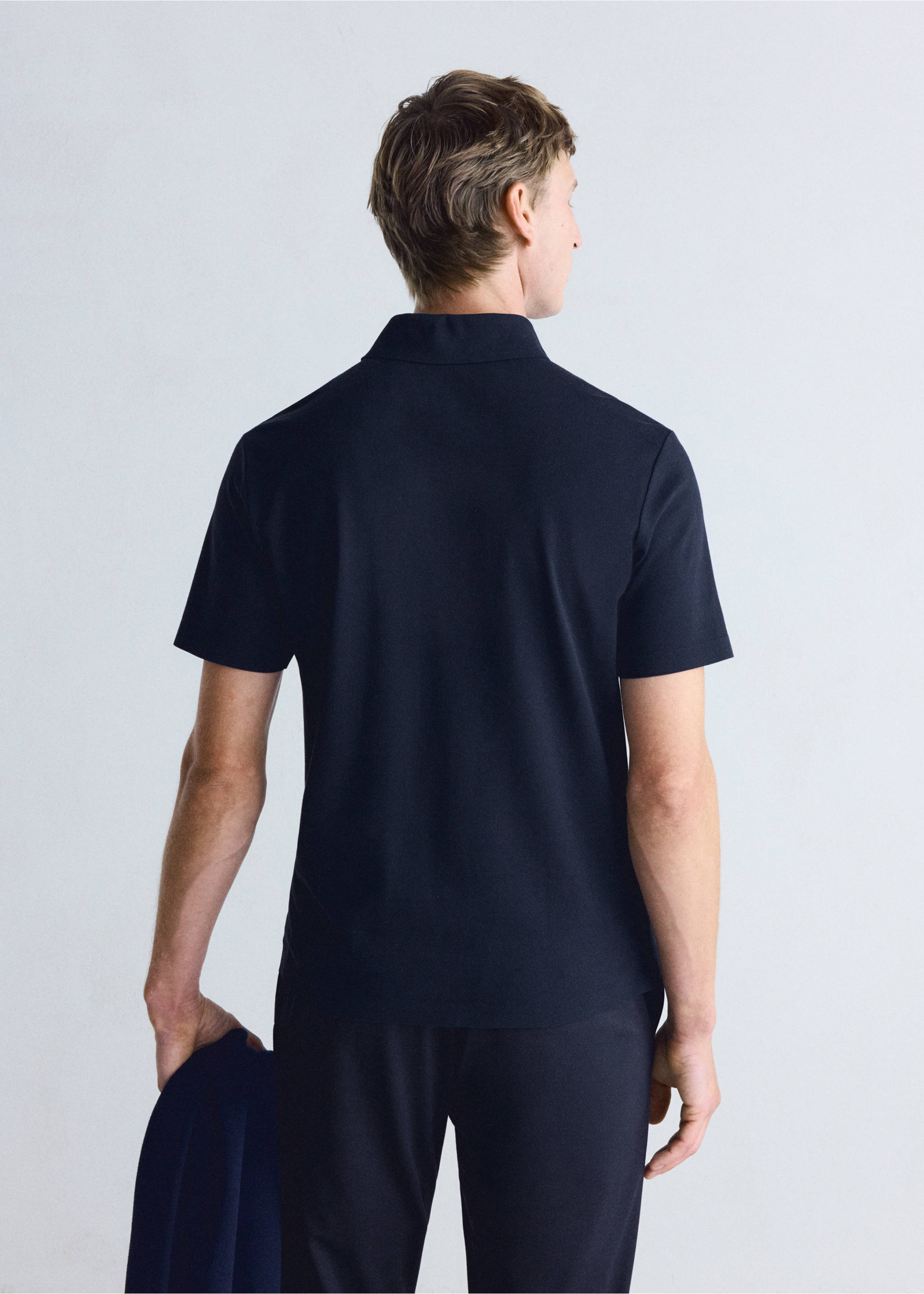 Slim-fit Thermolite® polo shirt - Reverse of the article, Navy. Ref: 37076727-00.