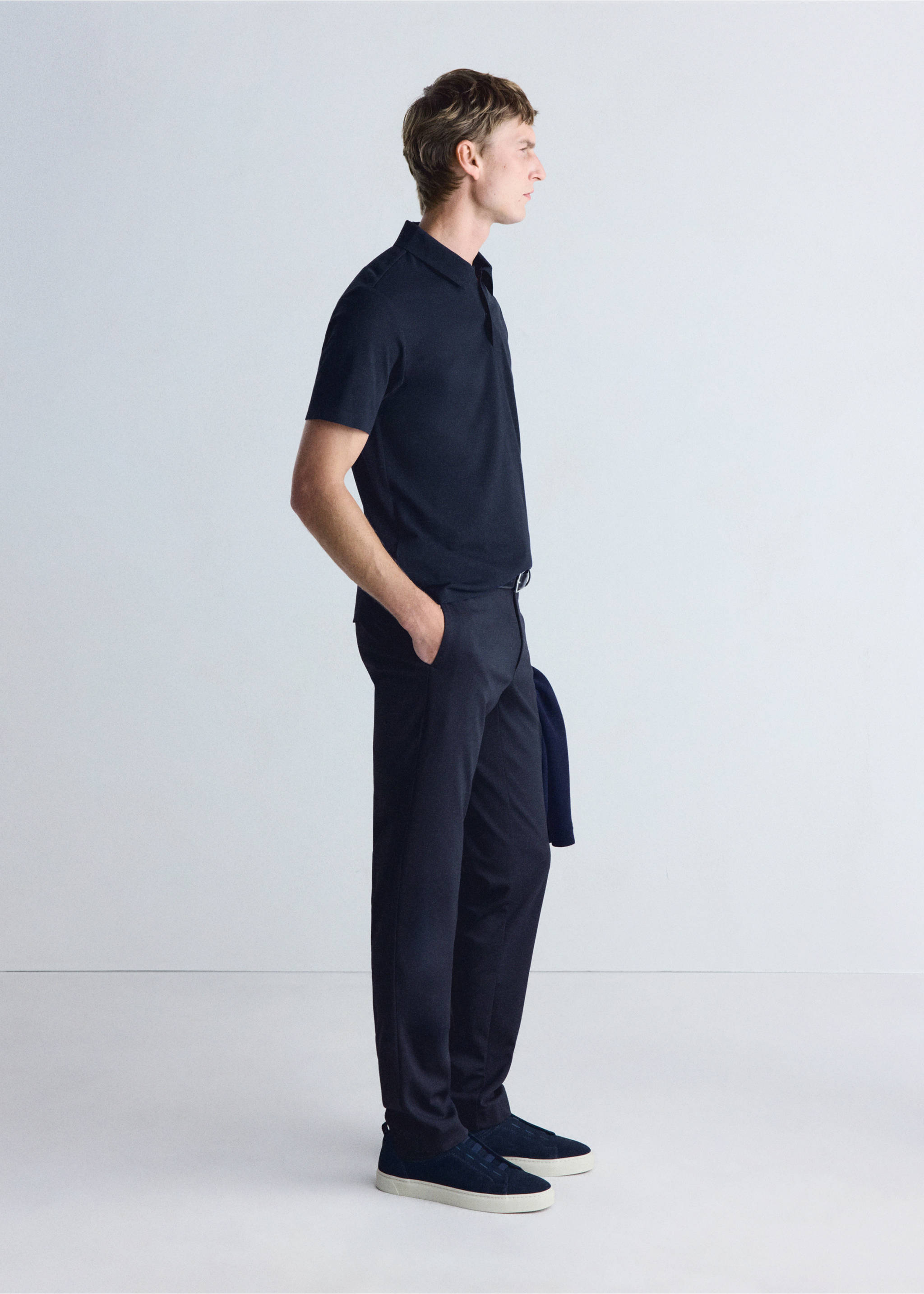 Slim-fit Thermolite® polo shirt - Details of the article 2, Navy. Ref: 37076727-00.