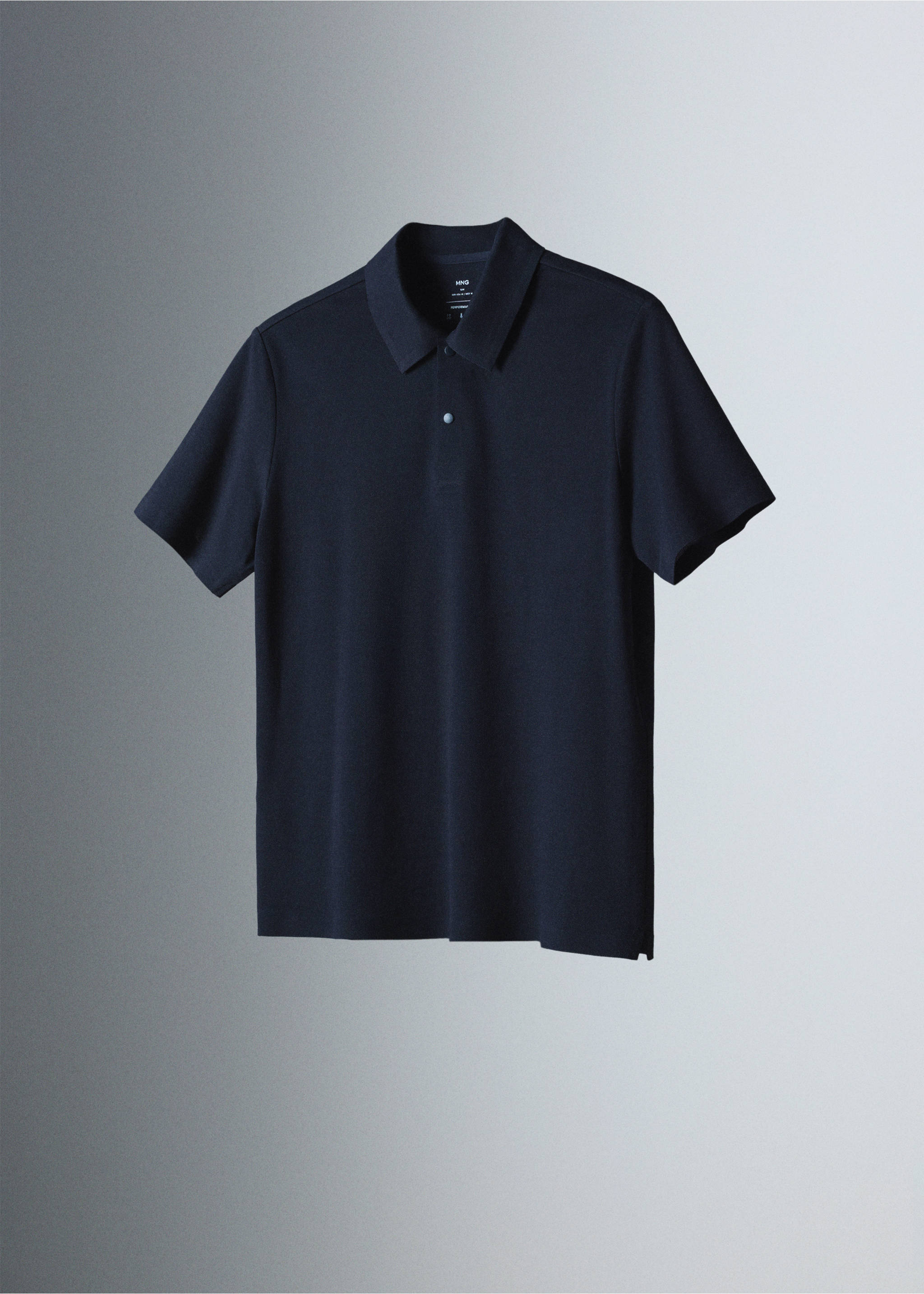 Dark navy blue short-sleeved polo shirt with a classic collar and button placket., Navy. Ref: 37076727-00.
