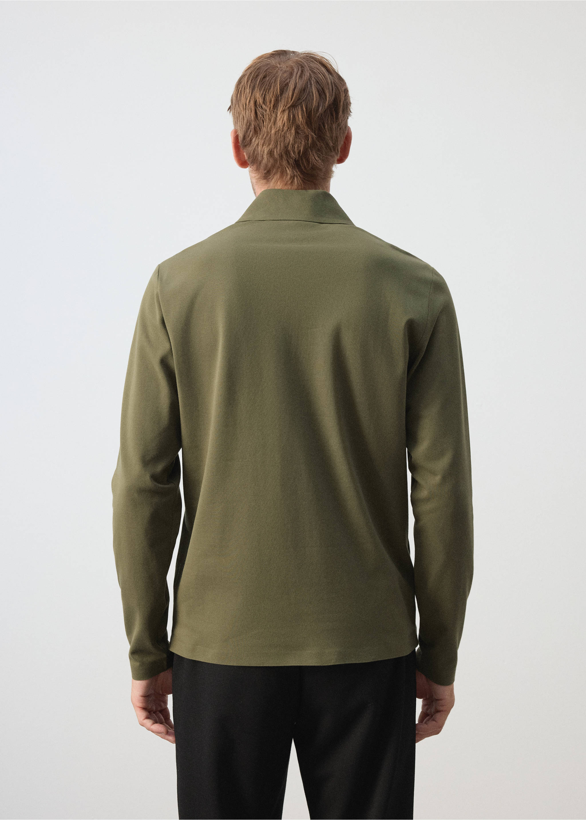 Regular fit zip polo shirt with Thermolite® - Reverse of the article, Khaki. Ref: 37076730-00.