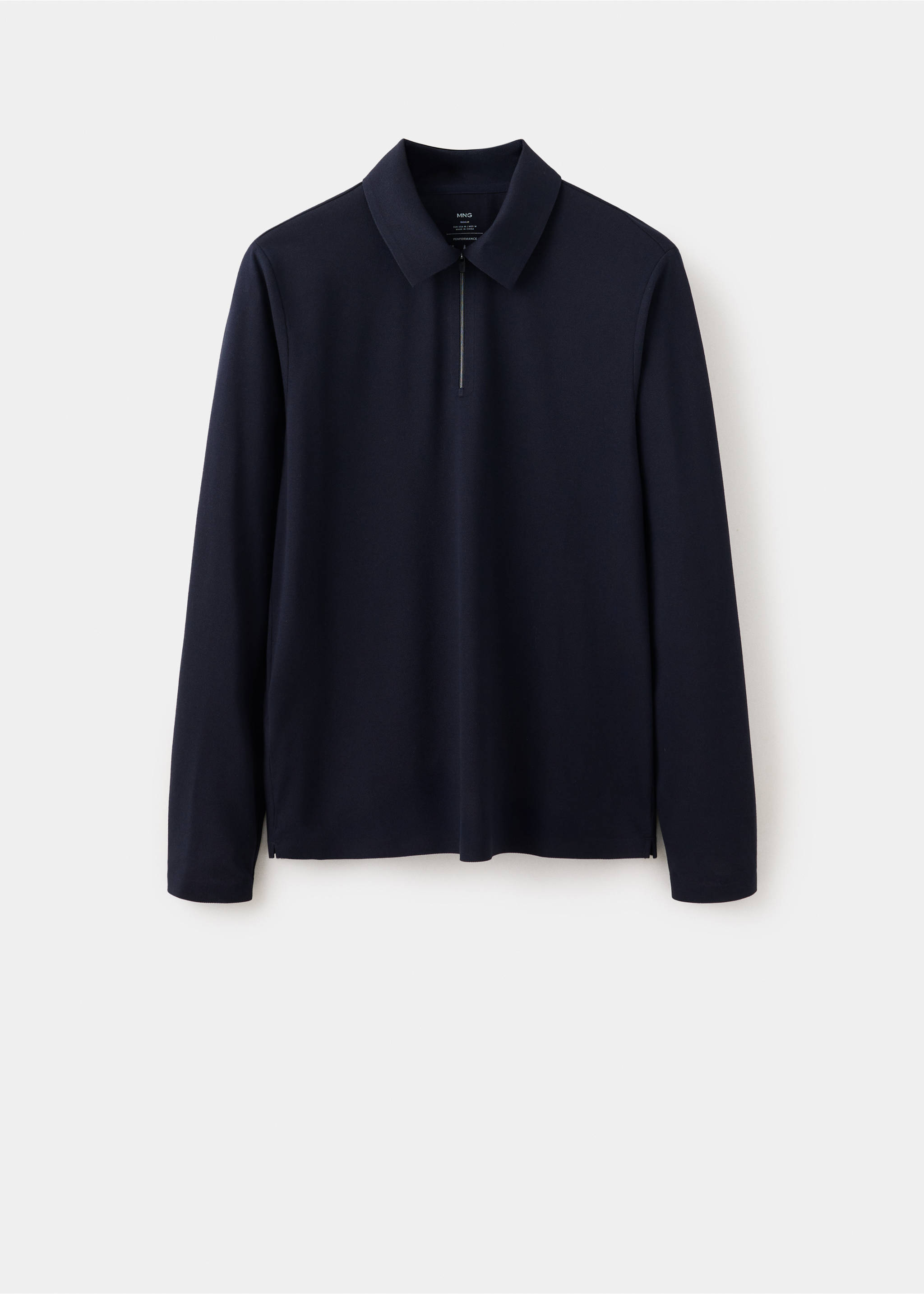 Regular fit zip polo shirt with Thermolite® - Article without model, Navy. Ref: 37076730-00.