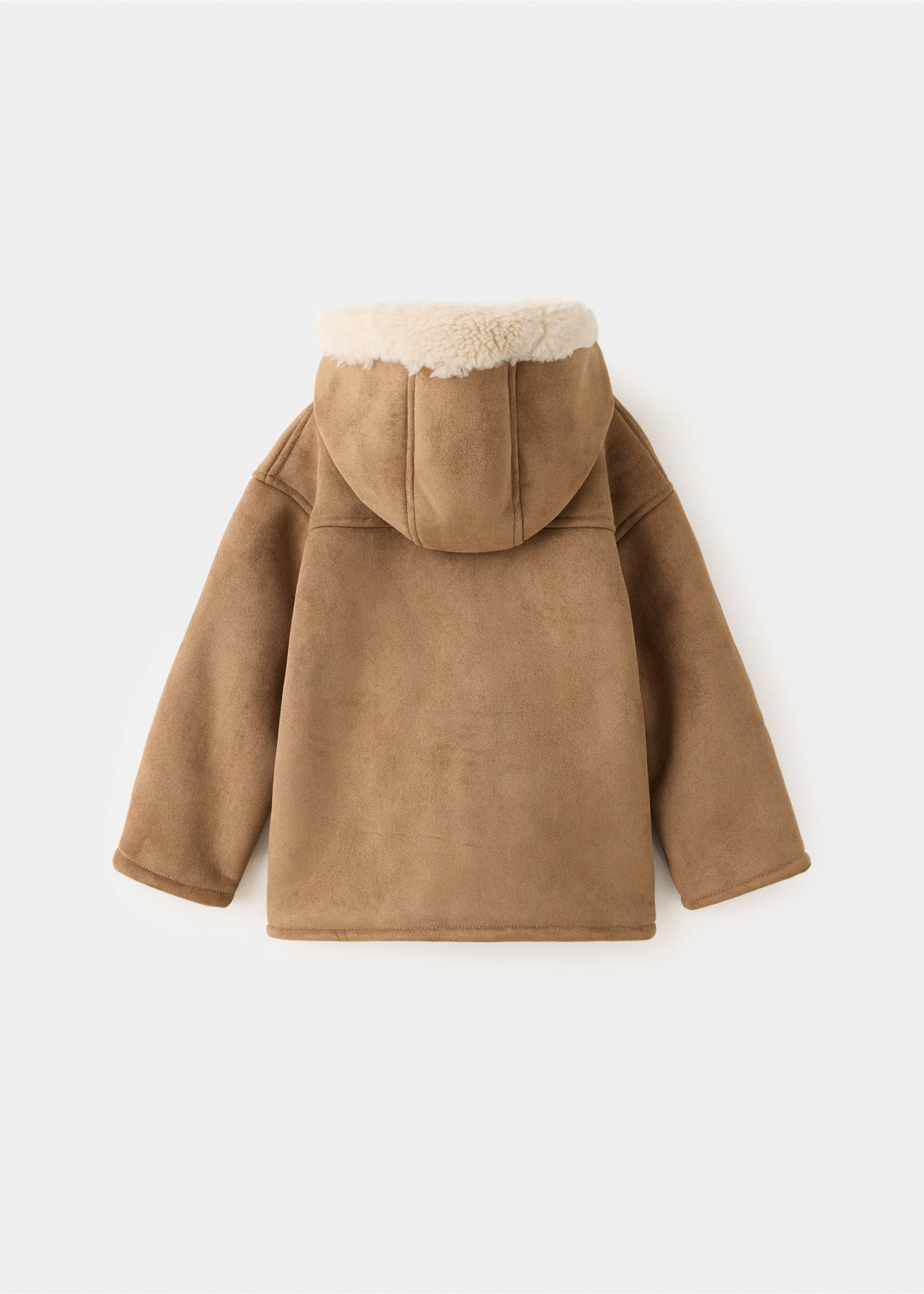 Suede and shearling-effect coat - Reverse of the article, Medium Brown. Ref: 37076733-00.