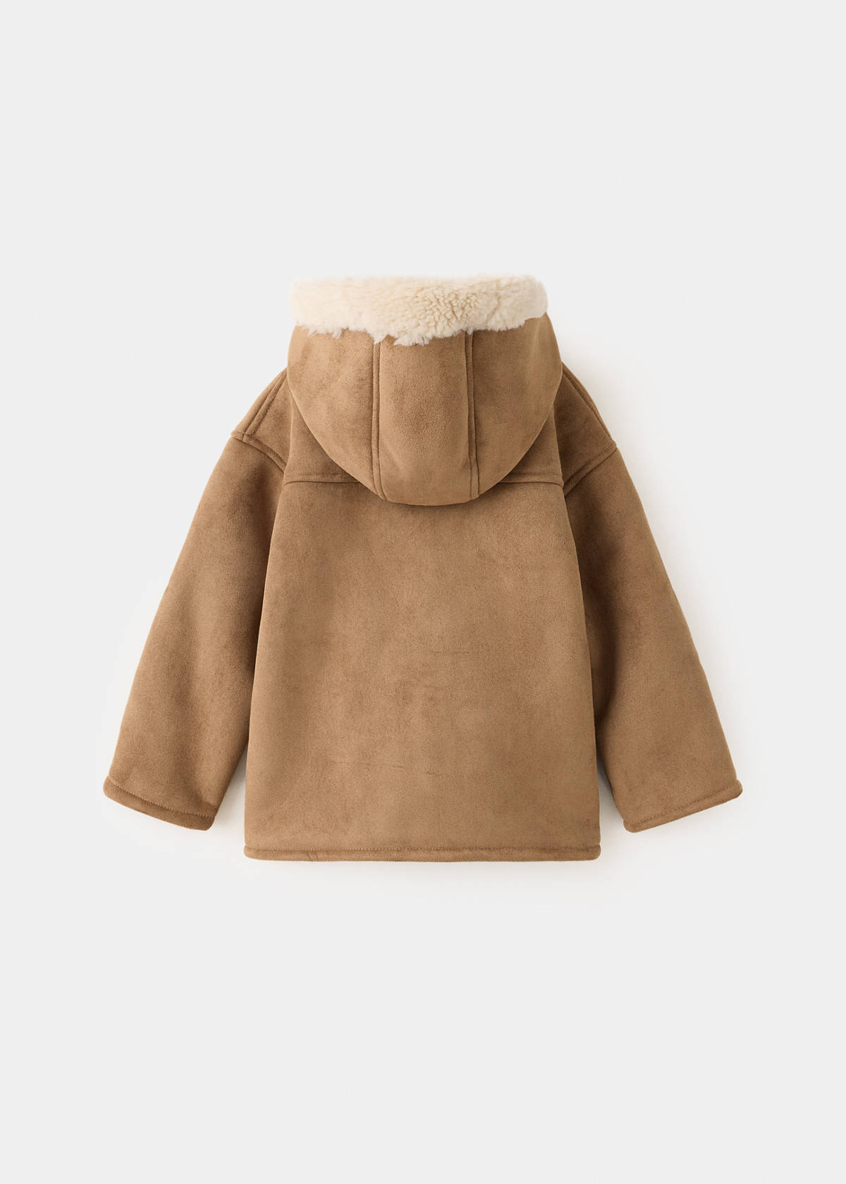 Suede and shearling-effect coat — Medium Brown