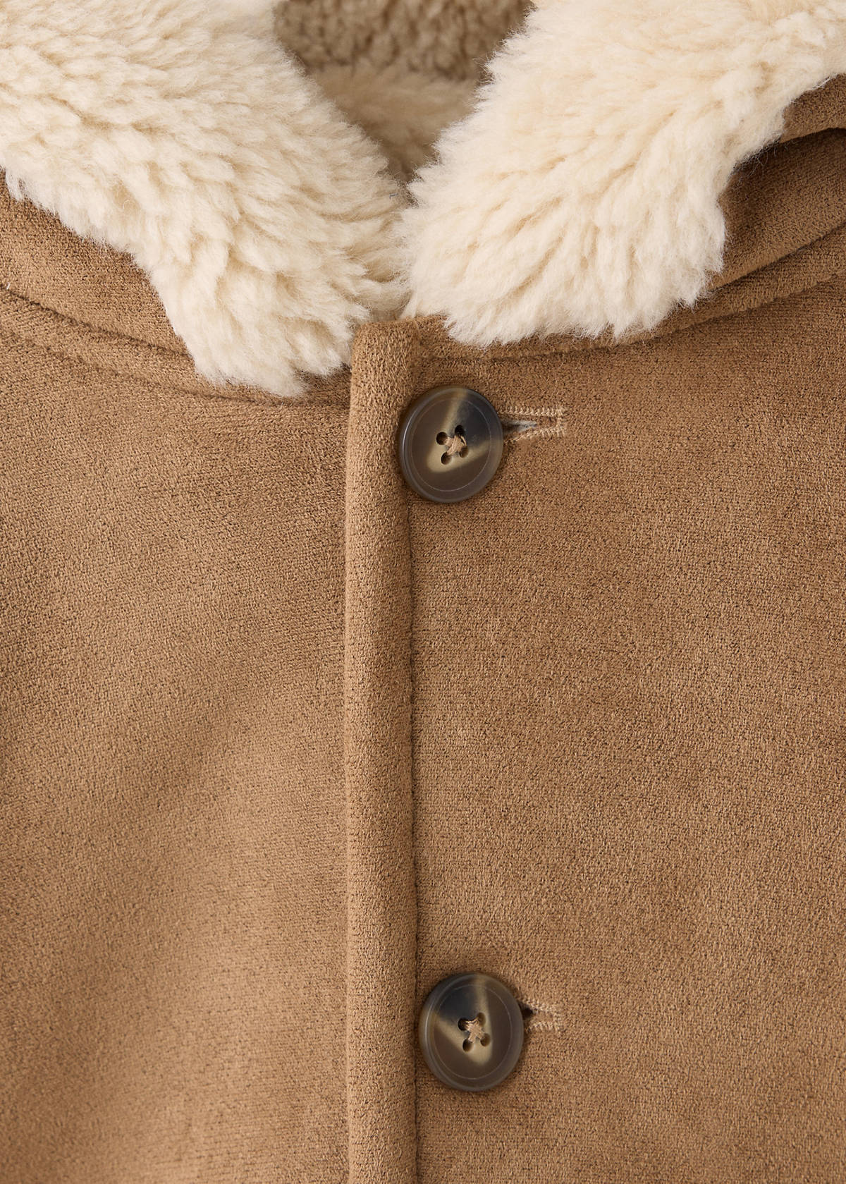 Suede and shearling-effect coat — Medium Brown