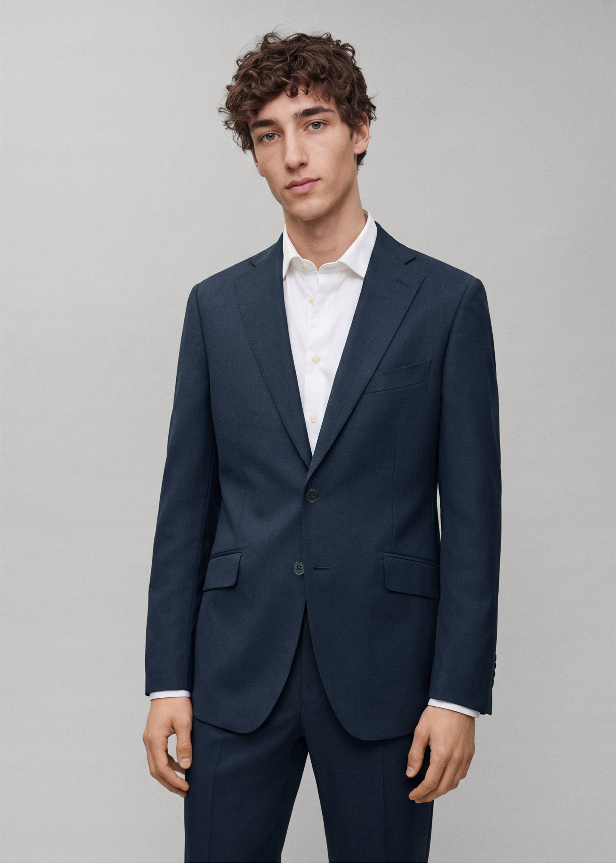 Viscose blend blazer - Medium plane, Navy. Ref: 37076736-00.