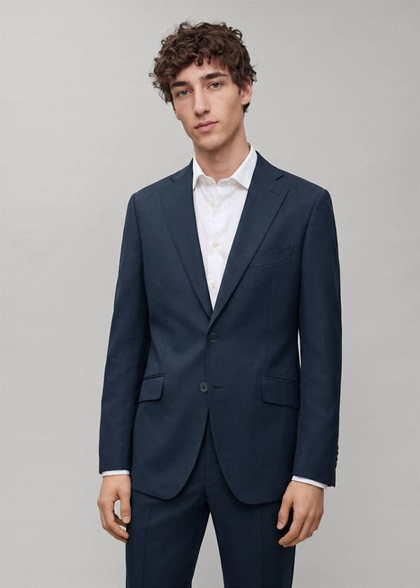 Viscose blend blazer — Navy