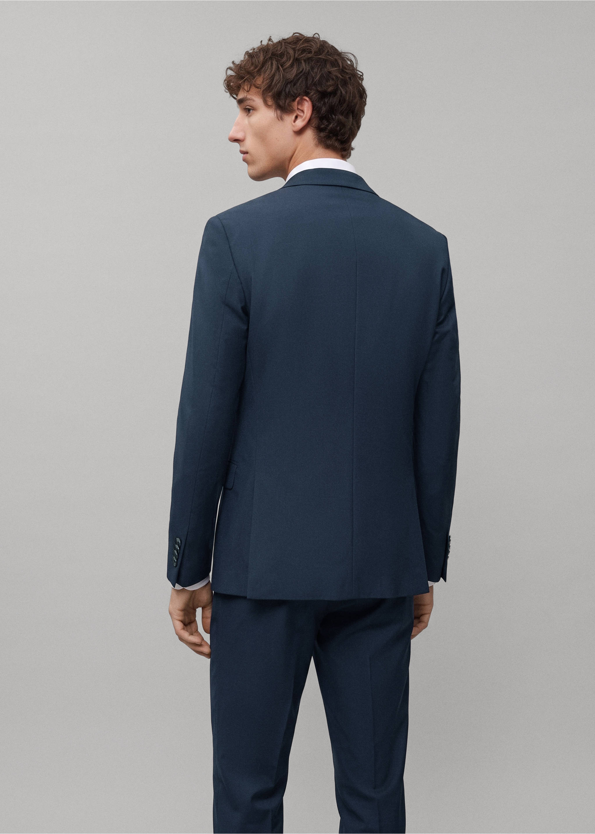 Viscose blend blazer - Reverse of the article, Navy. Ref: 37076736-00.