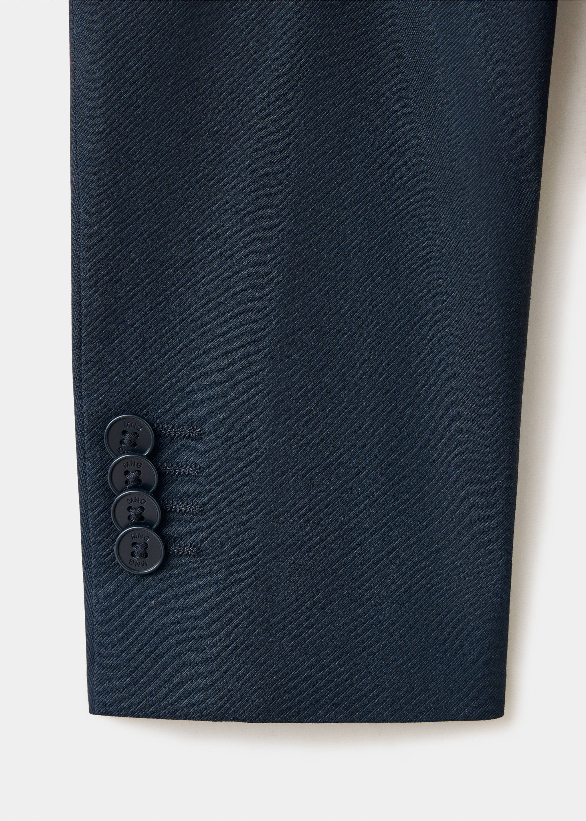 Dark navy blue teen blazer fabric and buttoned sleeve detail., Navy. Ref: 37076736-00.