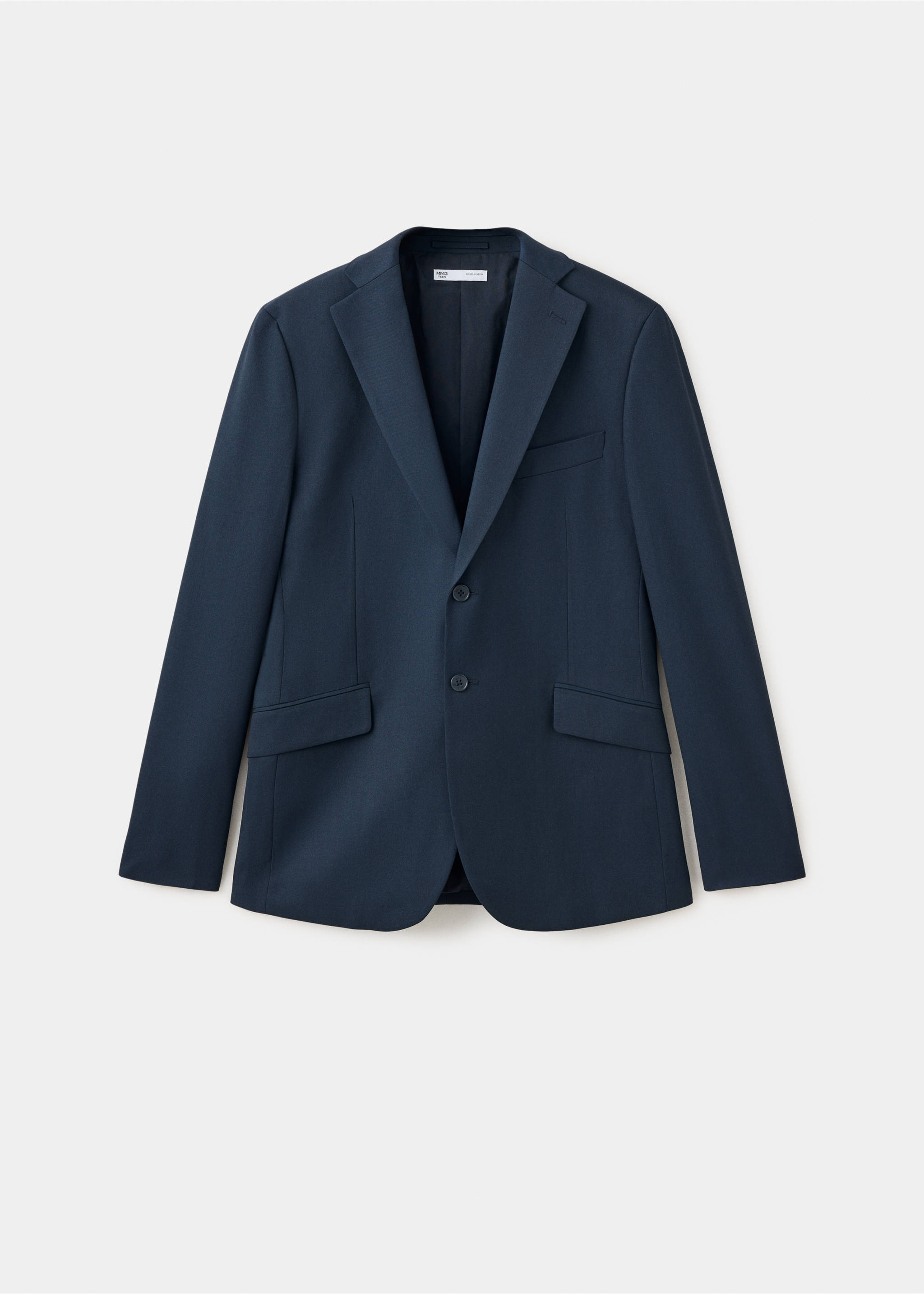 Dark navy blue single-breasted blazer with notch lapels and two buttons., Navy. Ref: 37076736-00.