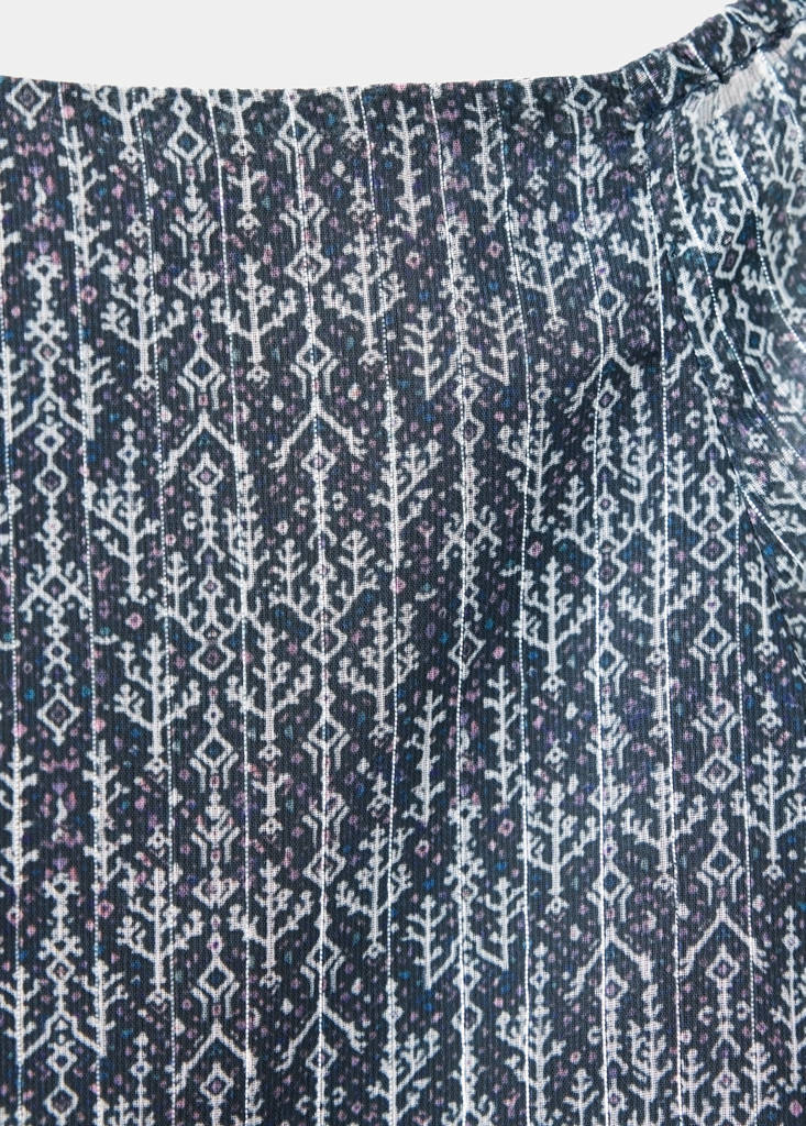 Cropped shirt with shimmer and geometric motifs — Navy