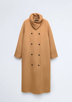 Wool coat with detachable scarf — Medium Brown 8