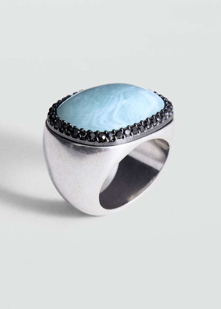 Glitter resin ring — Silver