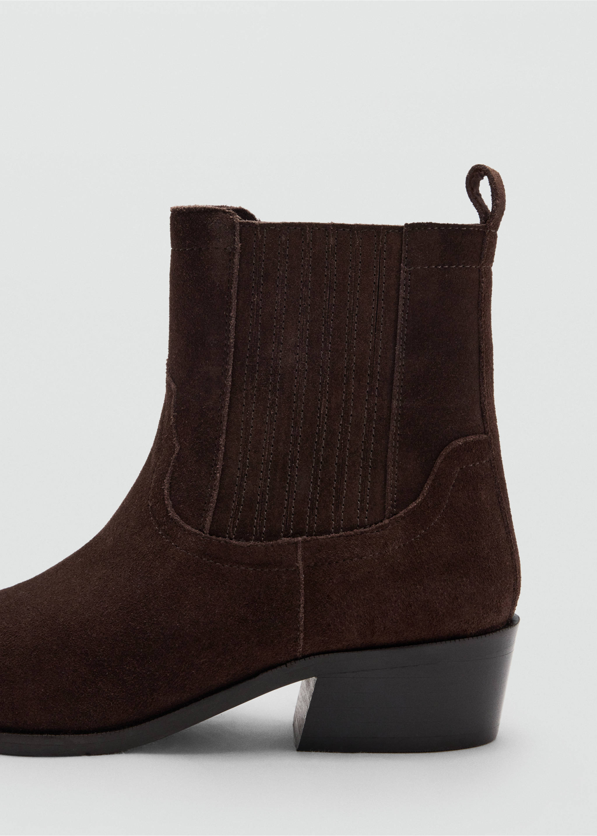 Suede leather ankle boots - Details of the article 1, Chocolate. Ref: 37076746-00.