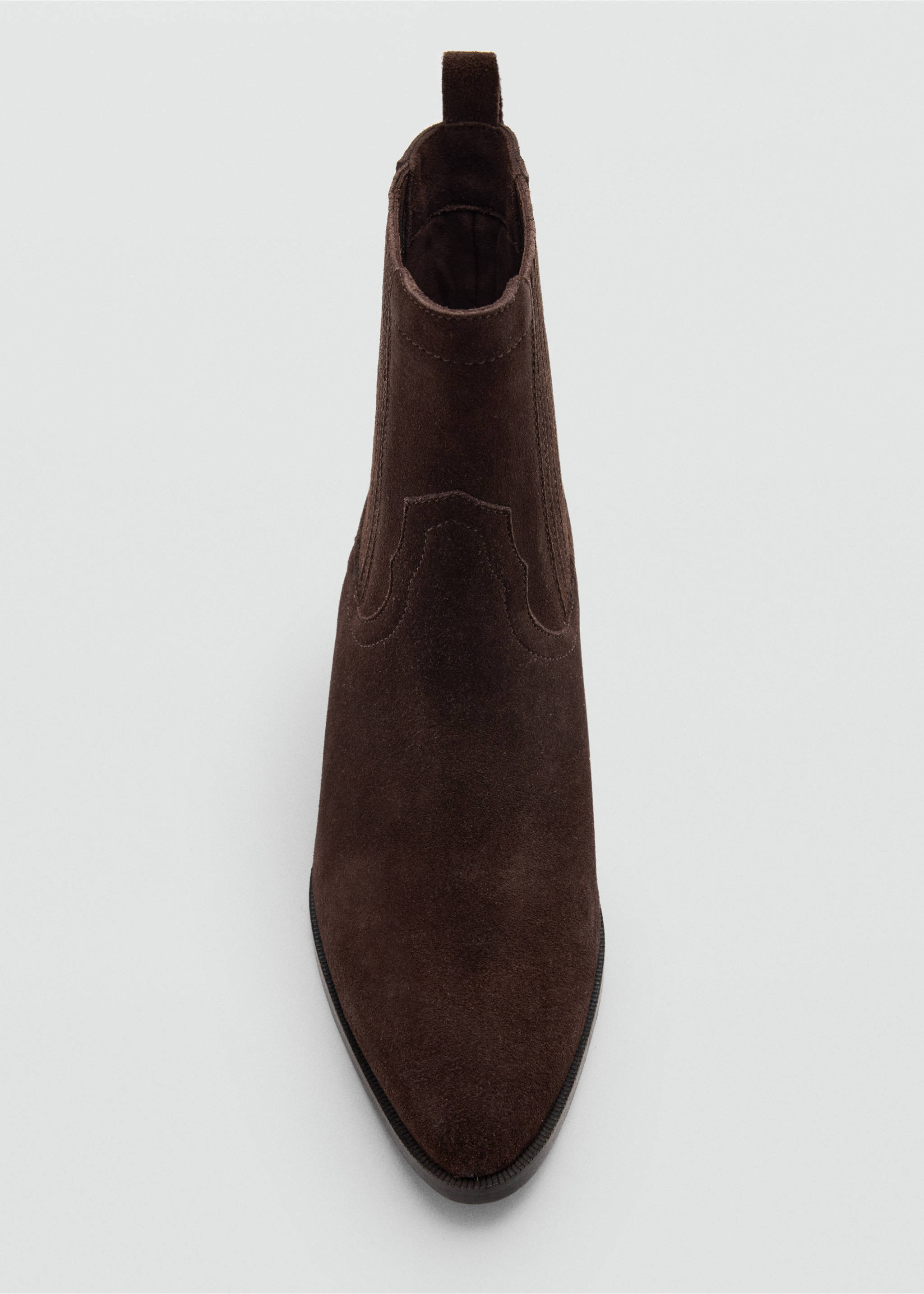 Suede leather ankle boots - Details of the article 2, Chocolate. Ref: 37076746-00.