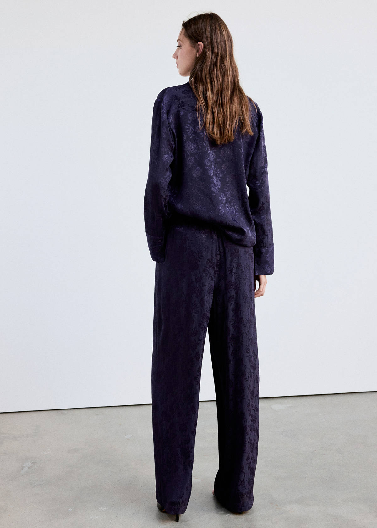 Floral jacquard trousers — Blue