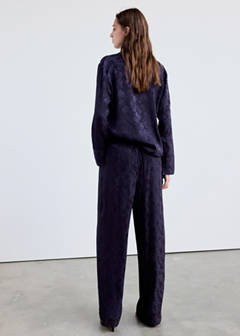 Floral jacquard trousers — Blue 3