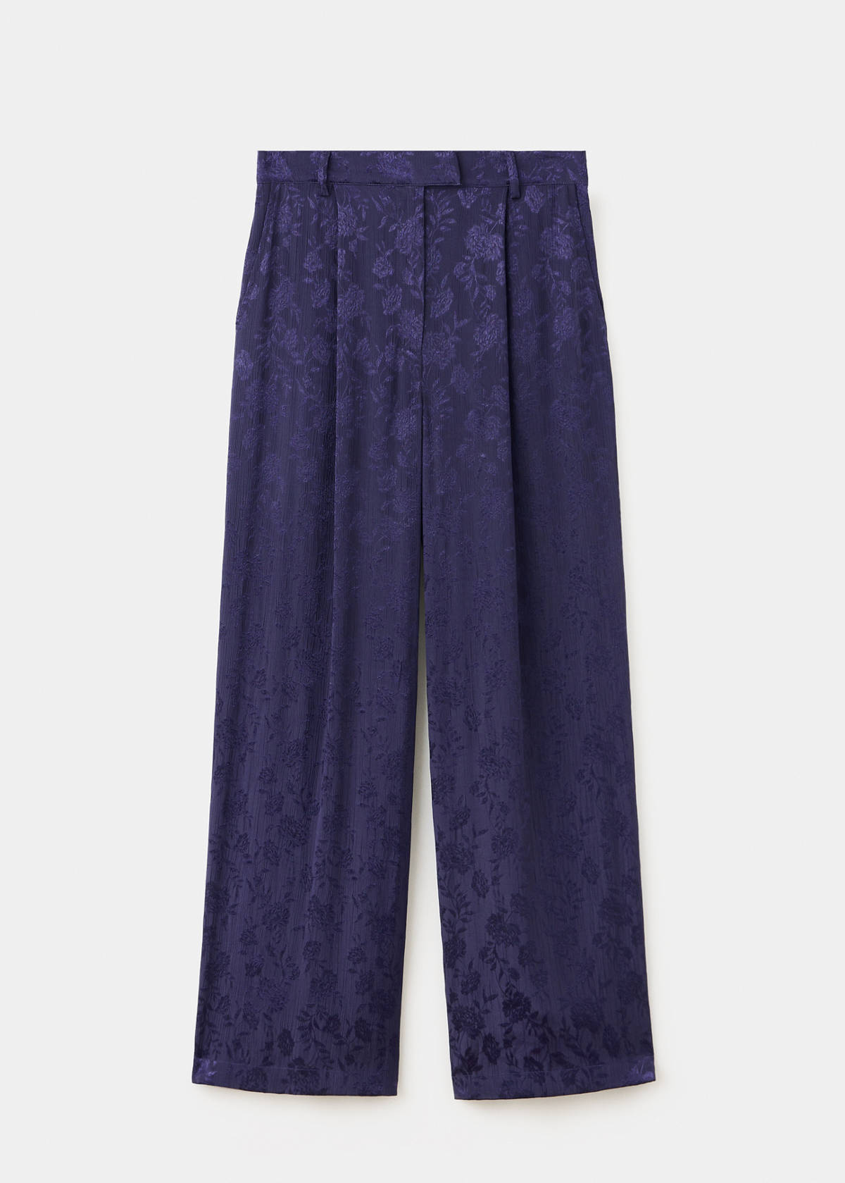 Floral jacquard trousers — Blue