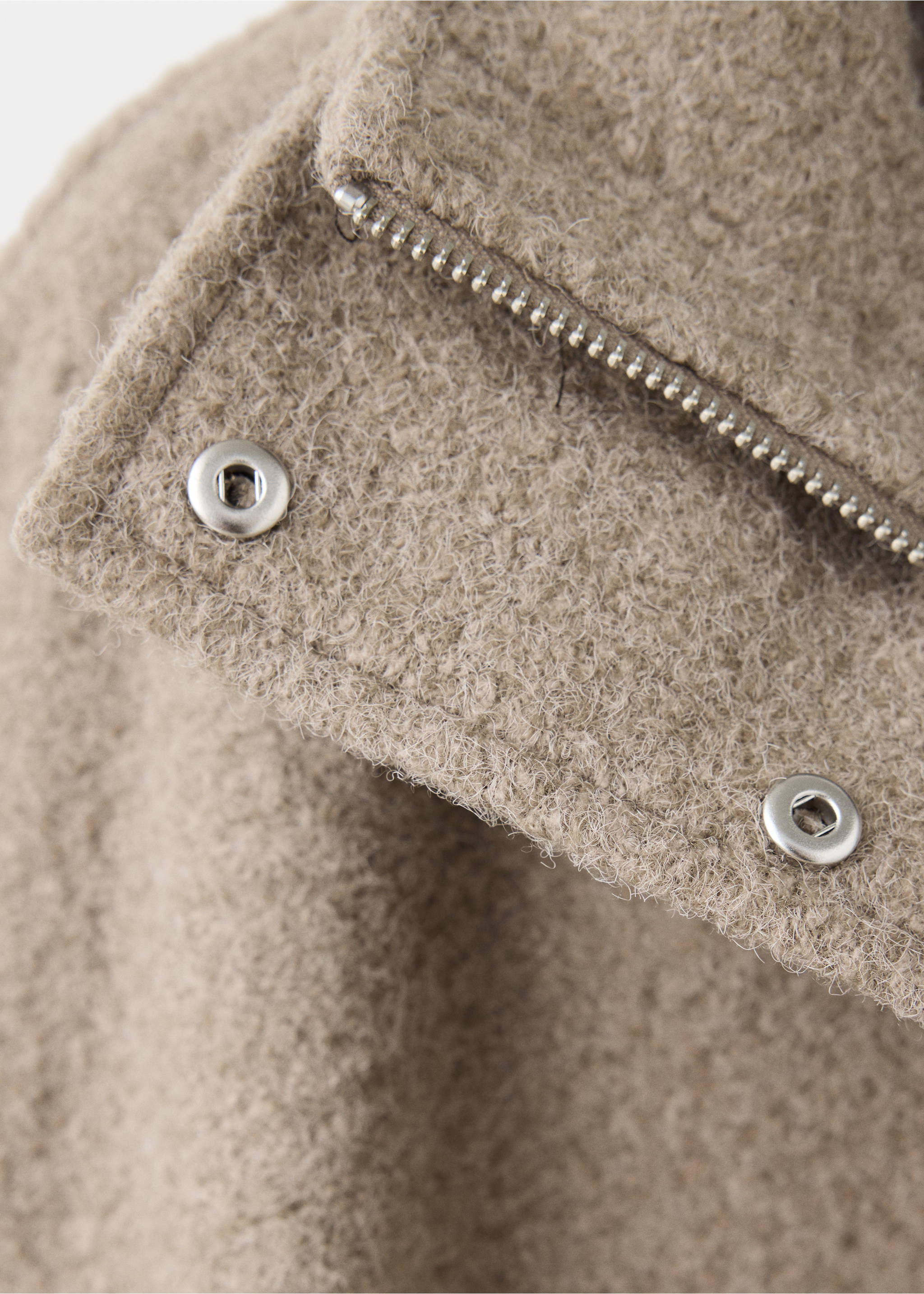 Coat with funnel neck and belt - Details of the article 0, Medium Brown. Ref: 37077115-00.