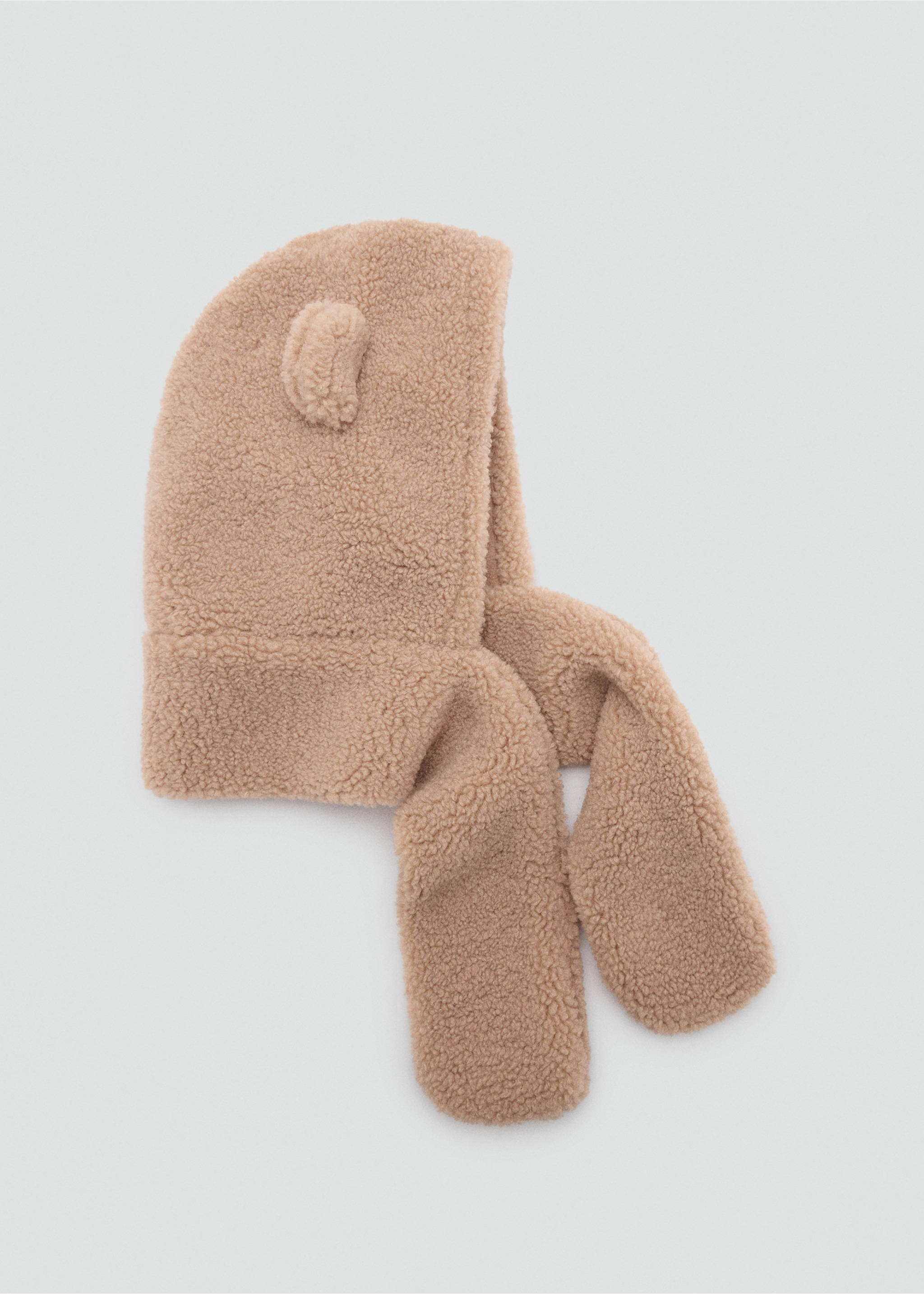 Hat with shearling-effect earmuffs - Details of the article 2, Medium Brown. Ref: 37077118-00.