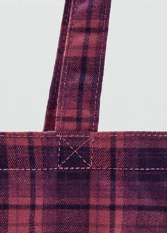 Tote bag with check pattern and embroidered text — Lilac 4