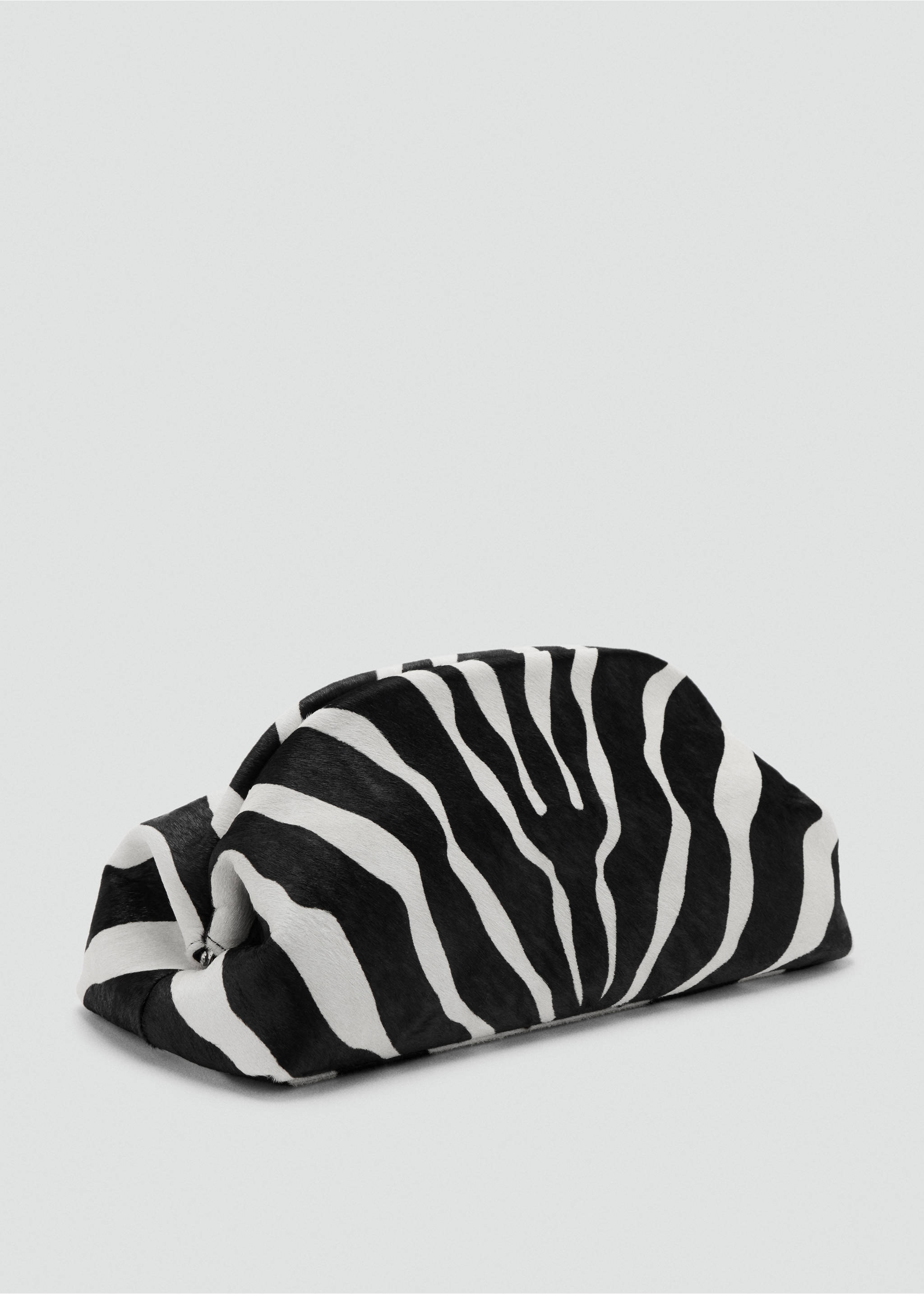 Zebra print faux-fur handbag with a soft, gathered frame., Black. Ref: 37077133-00.