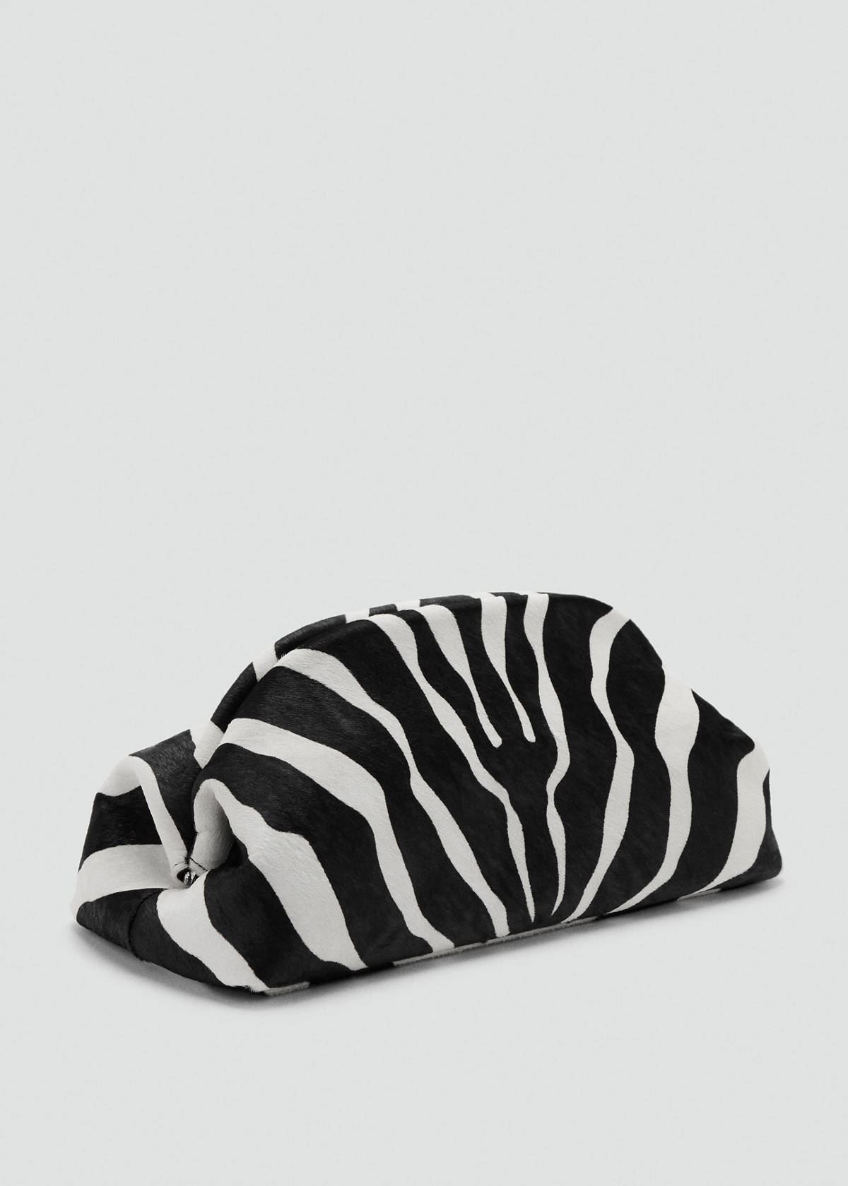 Zebra-print leather clutch bag — Black