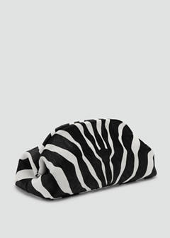 Zebra-print leather clutch bag — Black 1