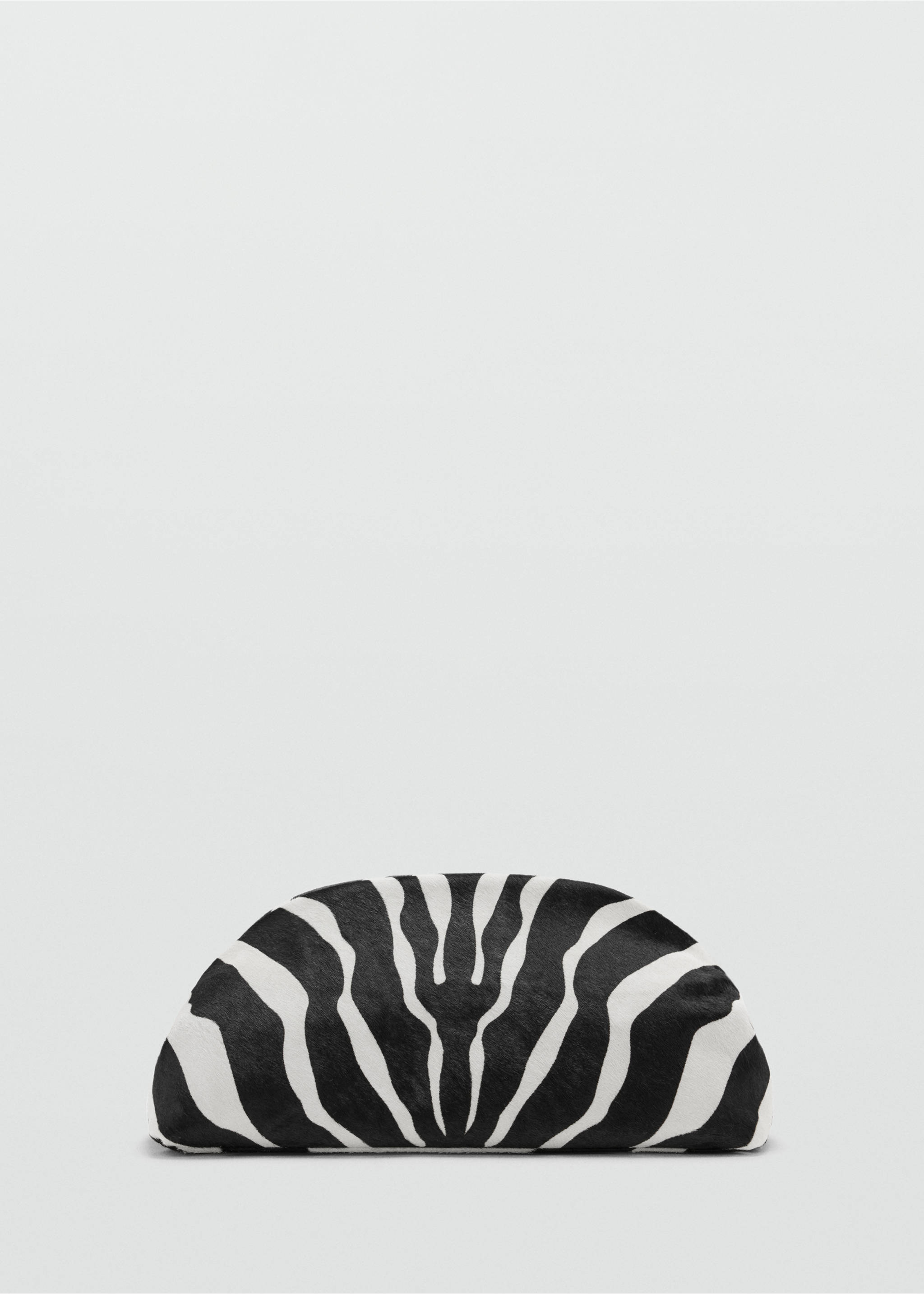 Zebra-print handbag with a curved semi-circular silhouette and a textured finish., Black. Ref: 37077133-00.