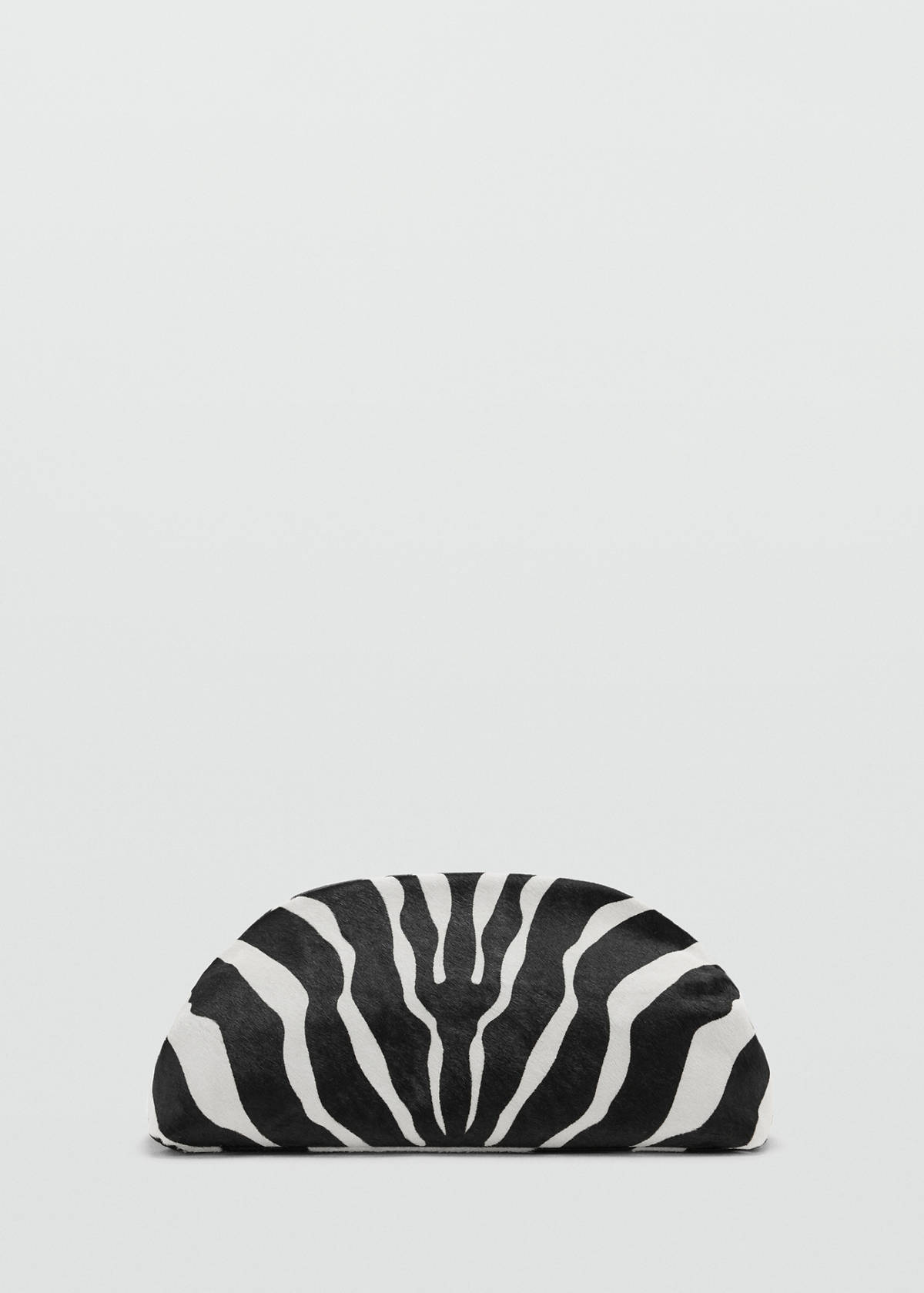 Zebra-print leather clutch bag — Black