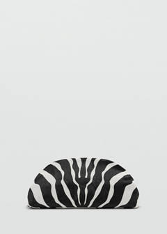 Zebra-print leather clutch bag — Black 4