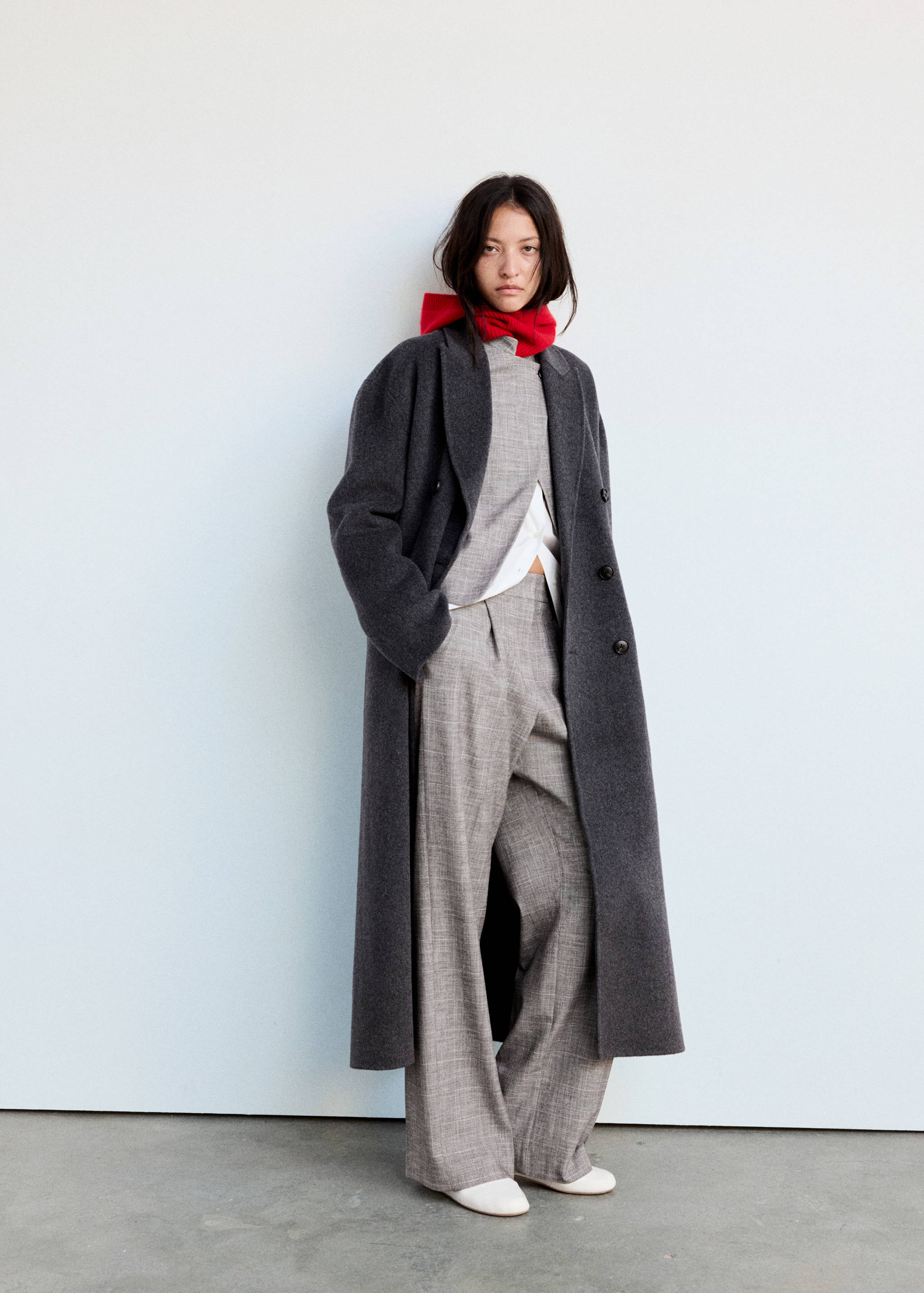 Straight checked trousers - General plane
