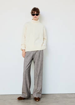 Straight checked trousers — Brown 10