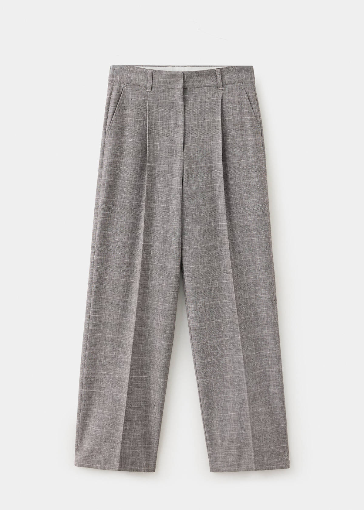 Straight checked trousers — Brown