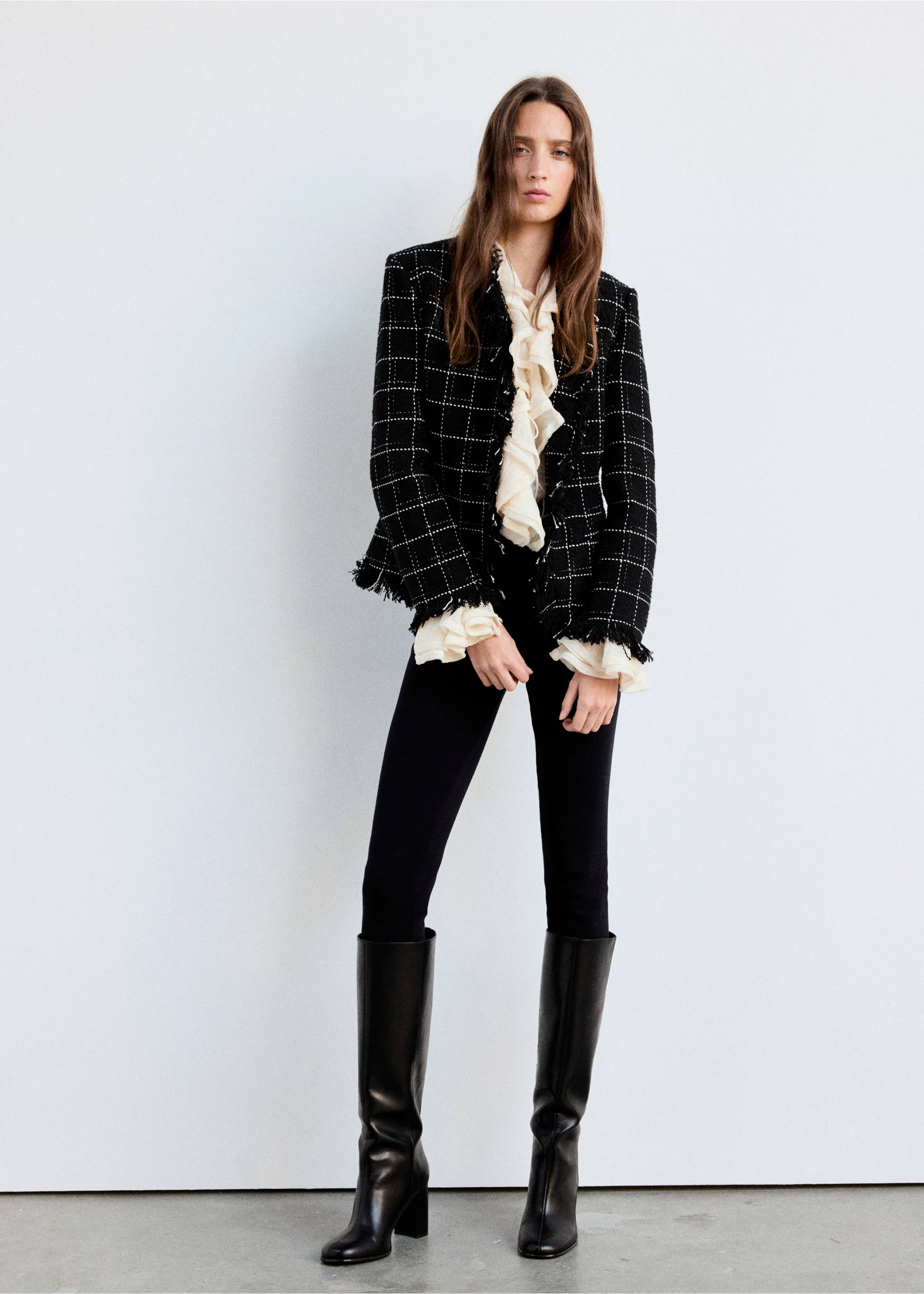Fringed tweed blazer - General plane, Black. Ref: 37077138-00.