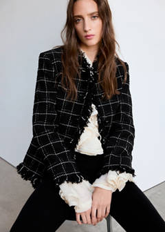 Tweed blazer with fringe — Black 5