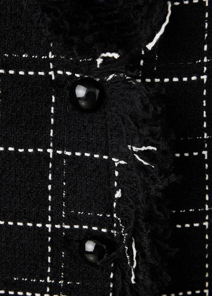 Fringed tweed blazer — Black