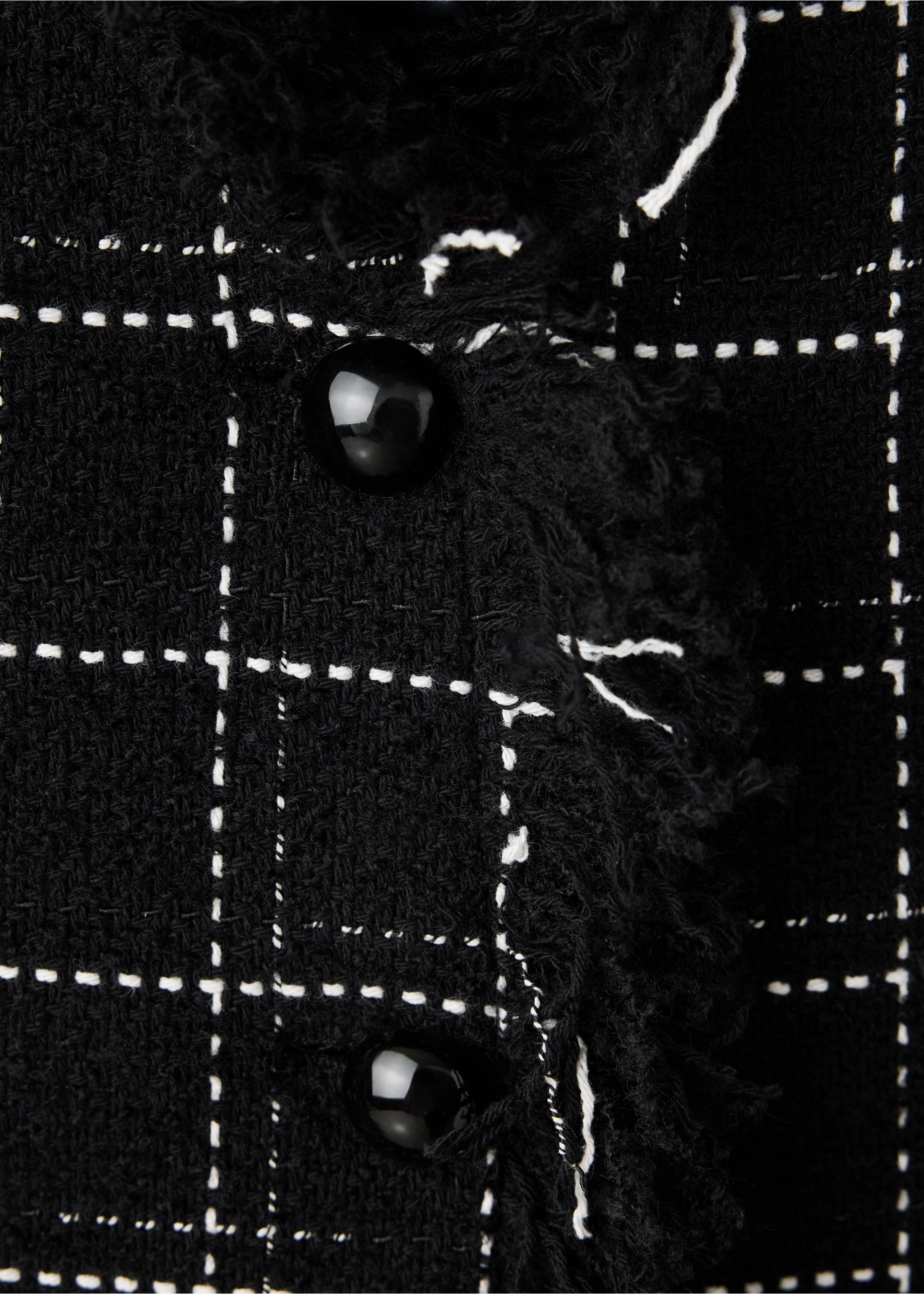 Fringed tweed blazer - Details of the article 8, Black. Ref: 37077138-00.