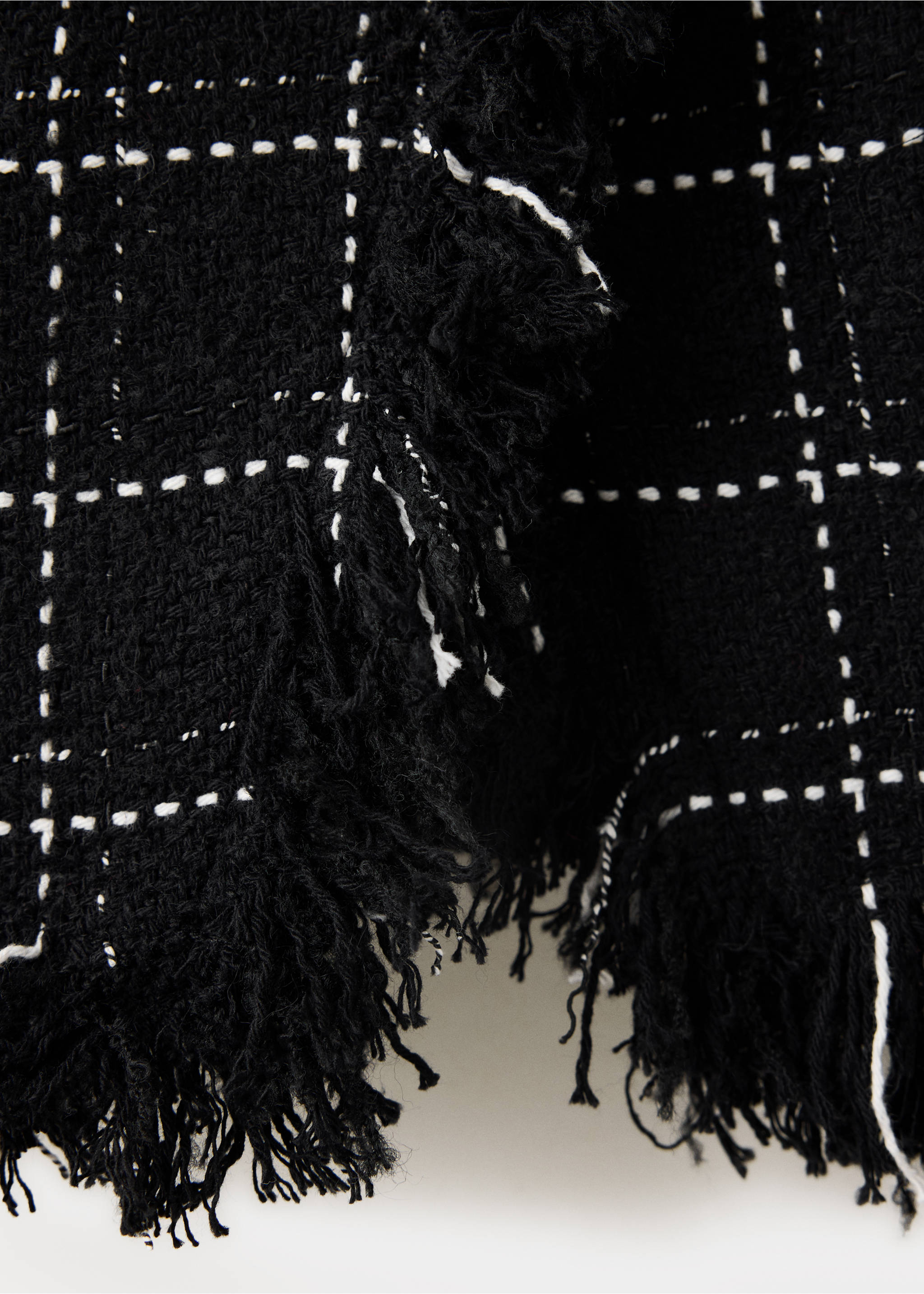 Fringed tweed blazer - Details of the article 0, Black. Ref: 37077138-00.