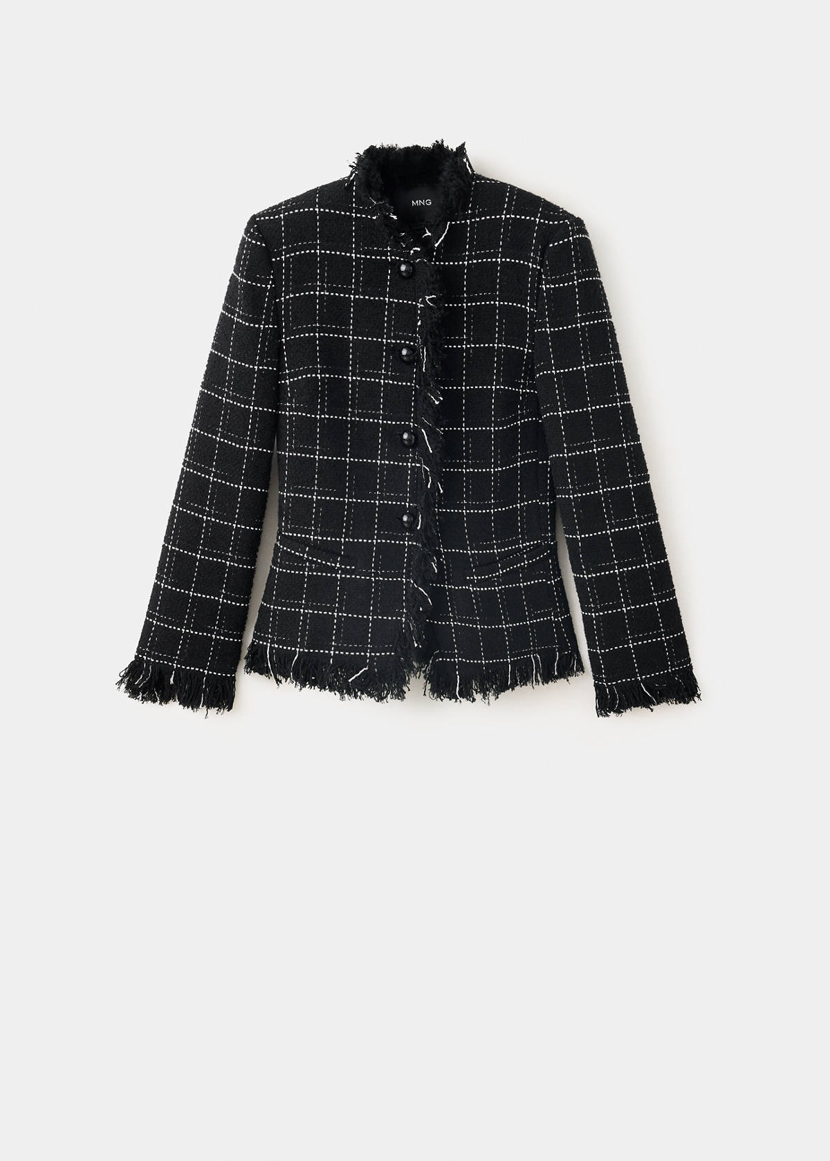 Tweed blazer with fringe — Black
